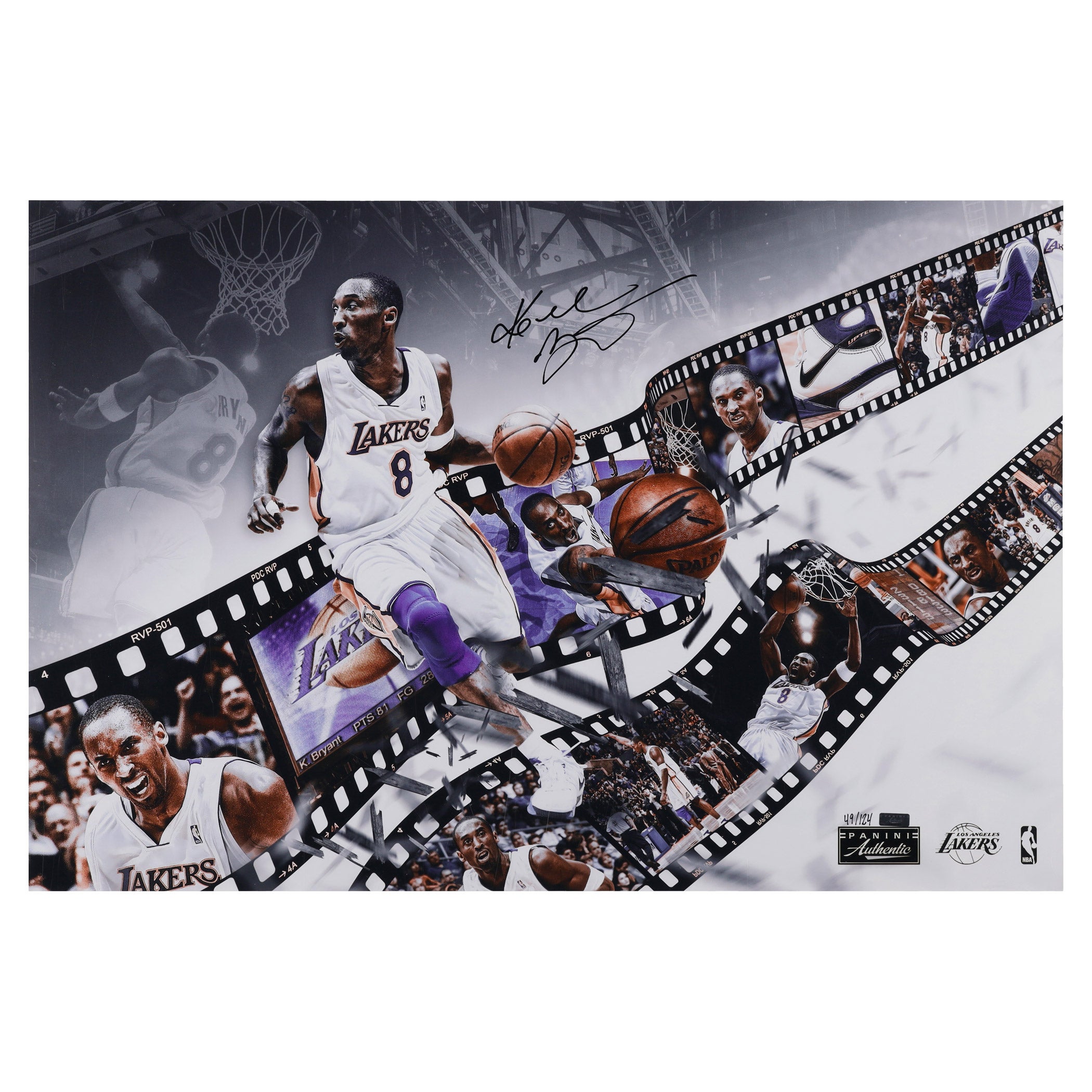 Kobe Bryant Autographed Los Angeles Lakers 20" x 30" Film Strip Photograph - Limited Edition of 124 - Panini Authentic