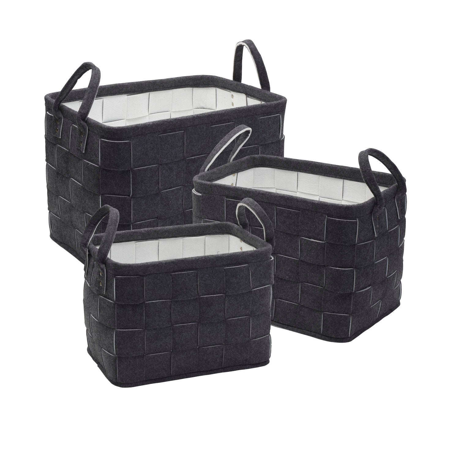 Elements Felt Charcoal Baskets, 3-piece Set