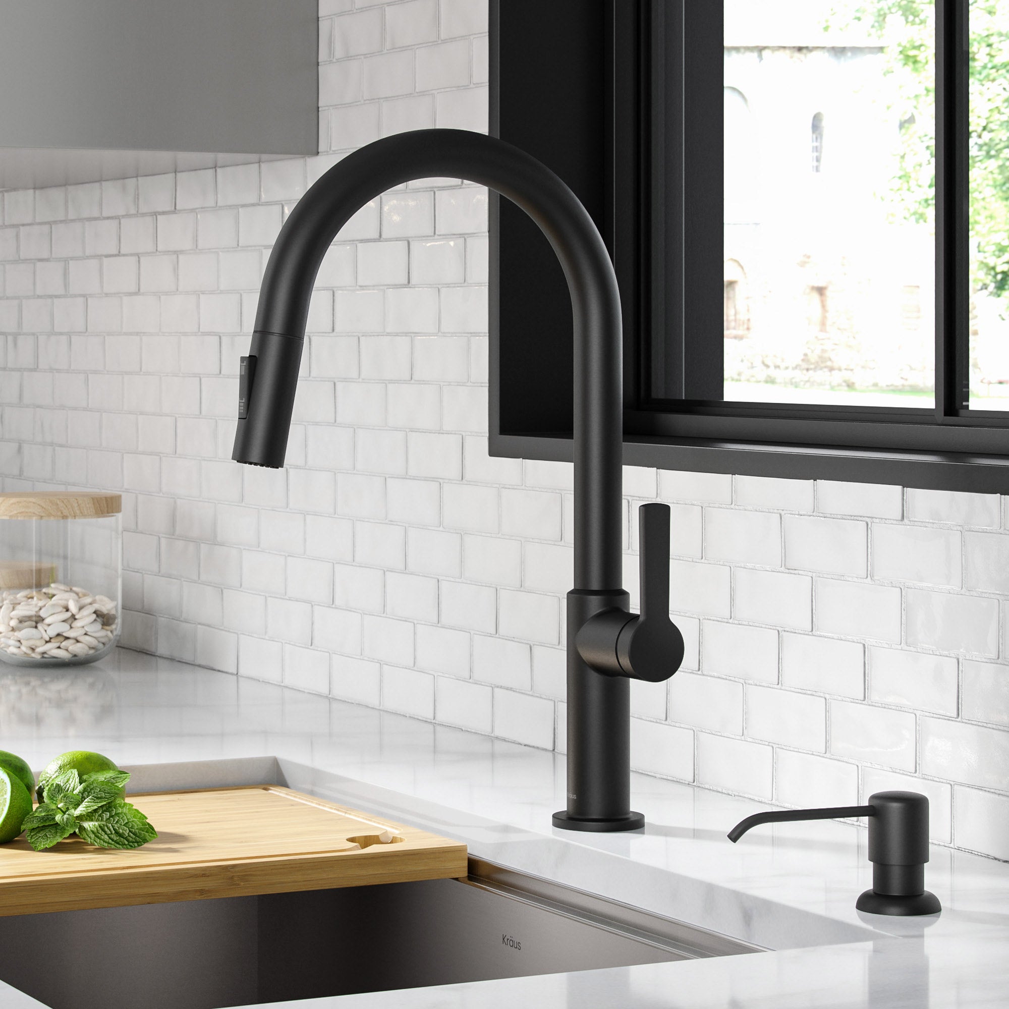 KRAUS Pull-down Kitchen Faucet with Matching Soap Dispenser