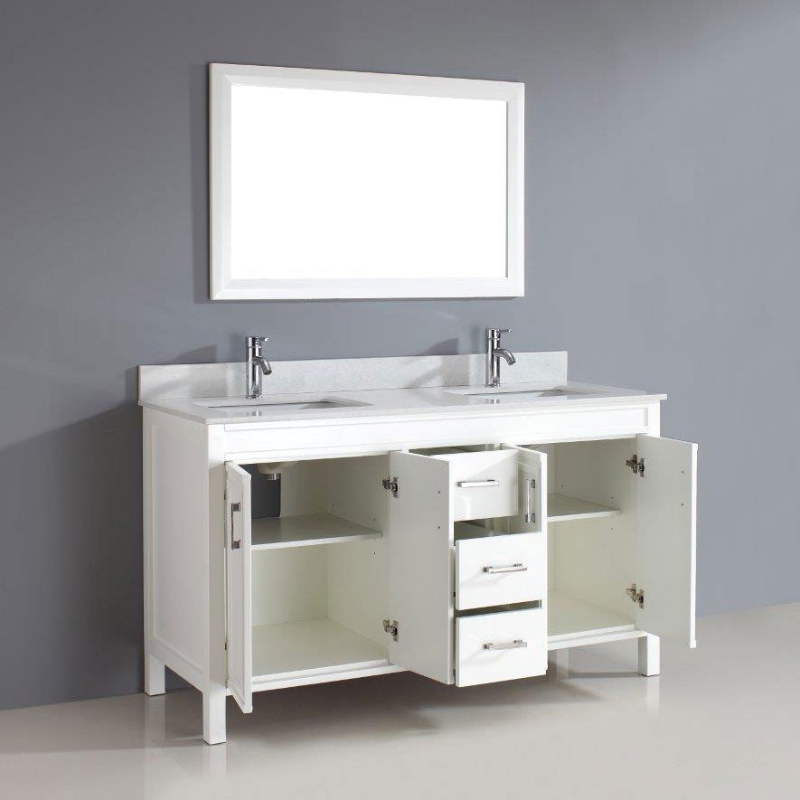 Corniche 60” White Double Sink Vanity by Studio Bathe