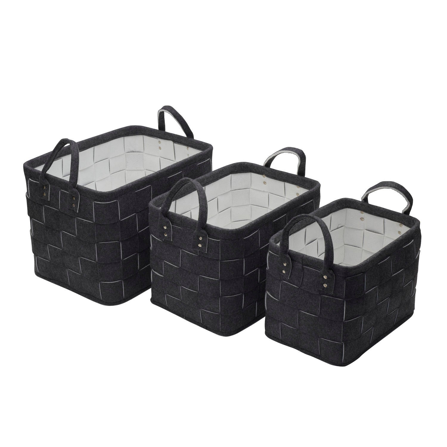 Elements Felt Charcoal Baskets, 3-piece Set