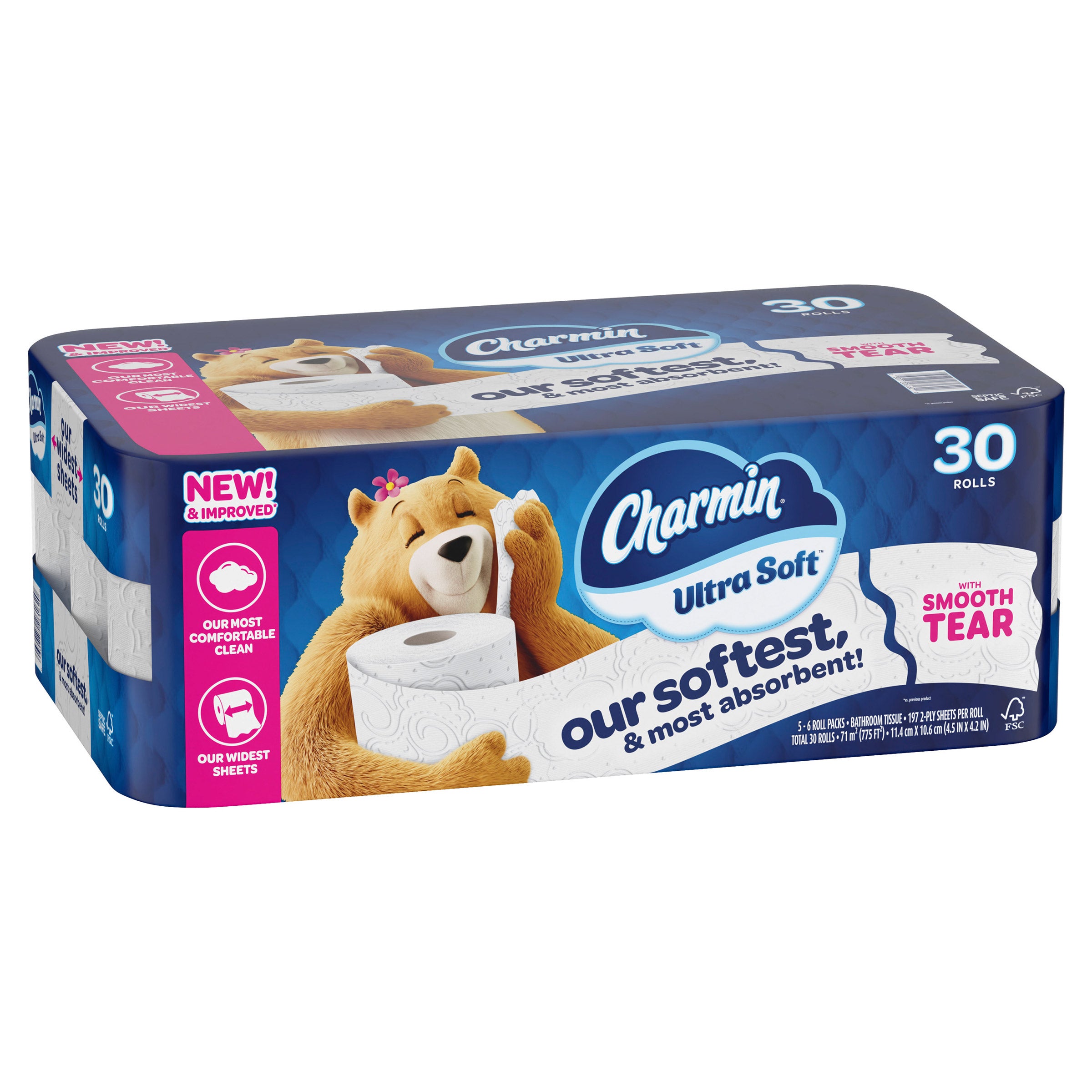 Charmin Ultra Soft Bath Tissue, 2-ply, 197 Sheets, 30 Rolls