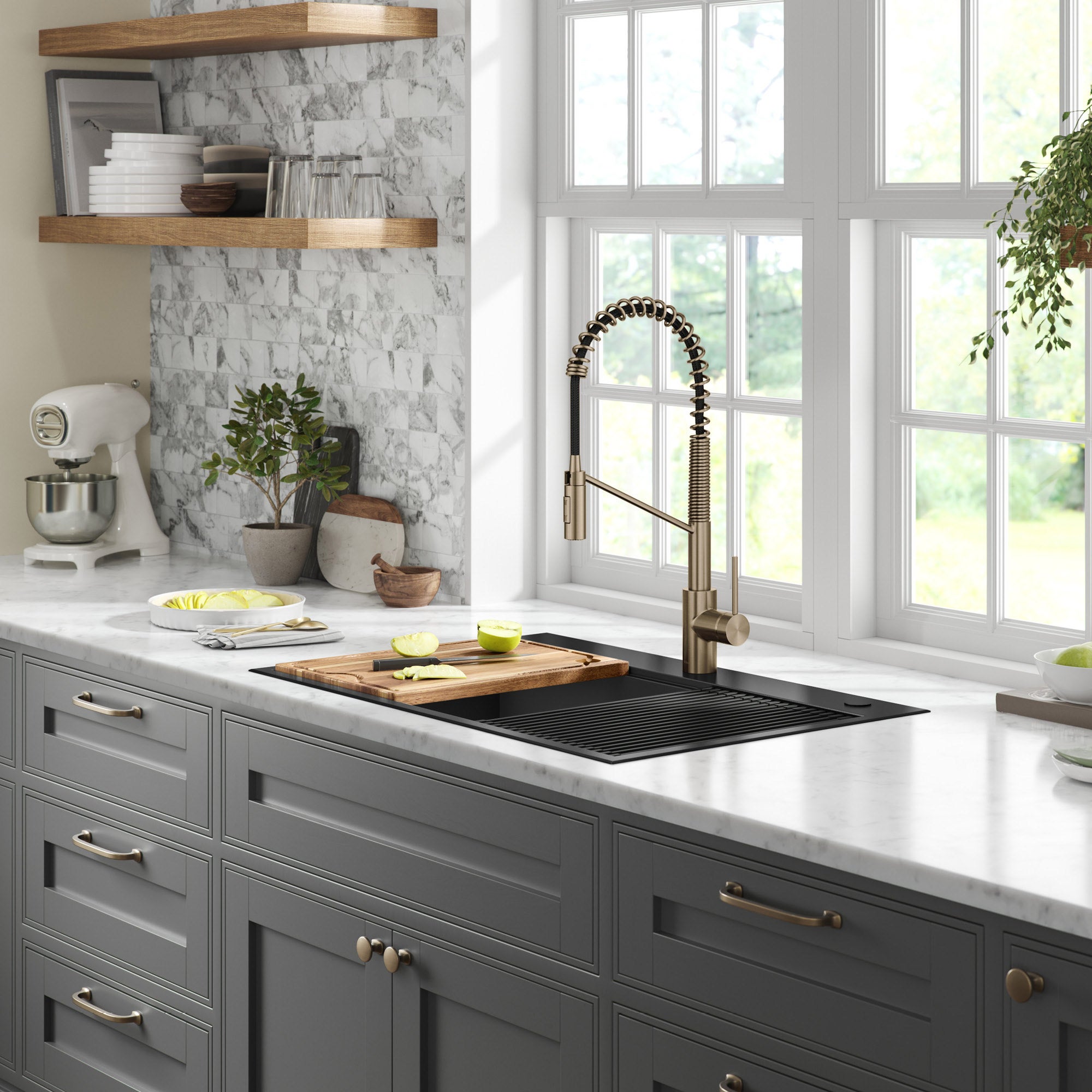 KRAUS Touchless Sensor Commercial Pull-down Single Handle Kitchen Faucet with Soap Dispenser
