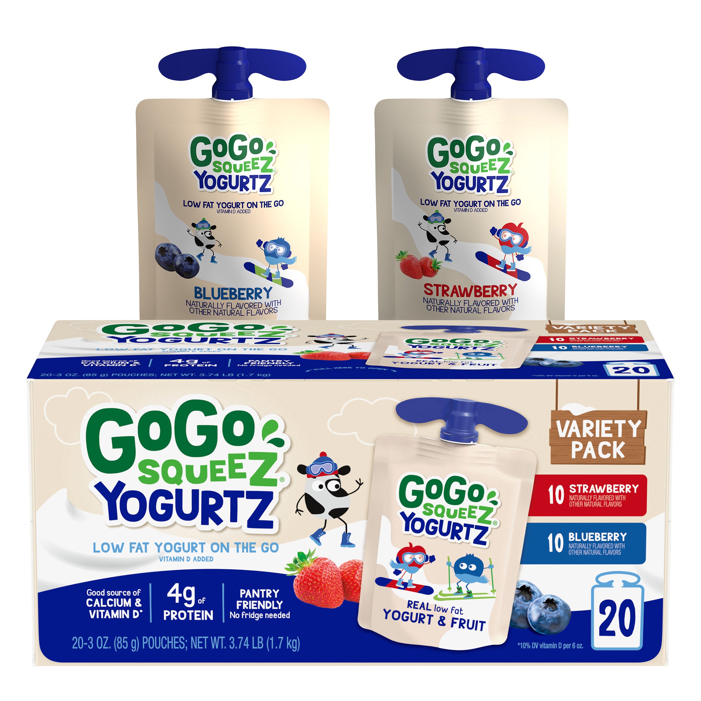 GoGo SqueeZ YogurtZ, Variety Pack, 3 oz, 20-count