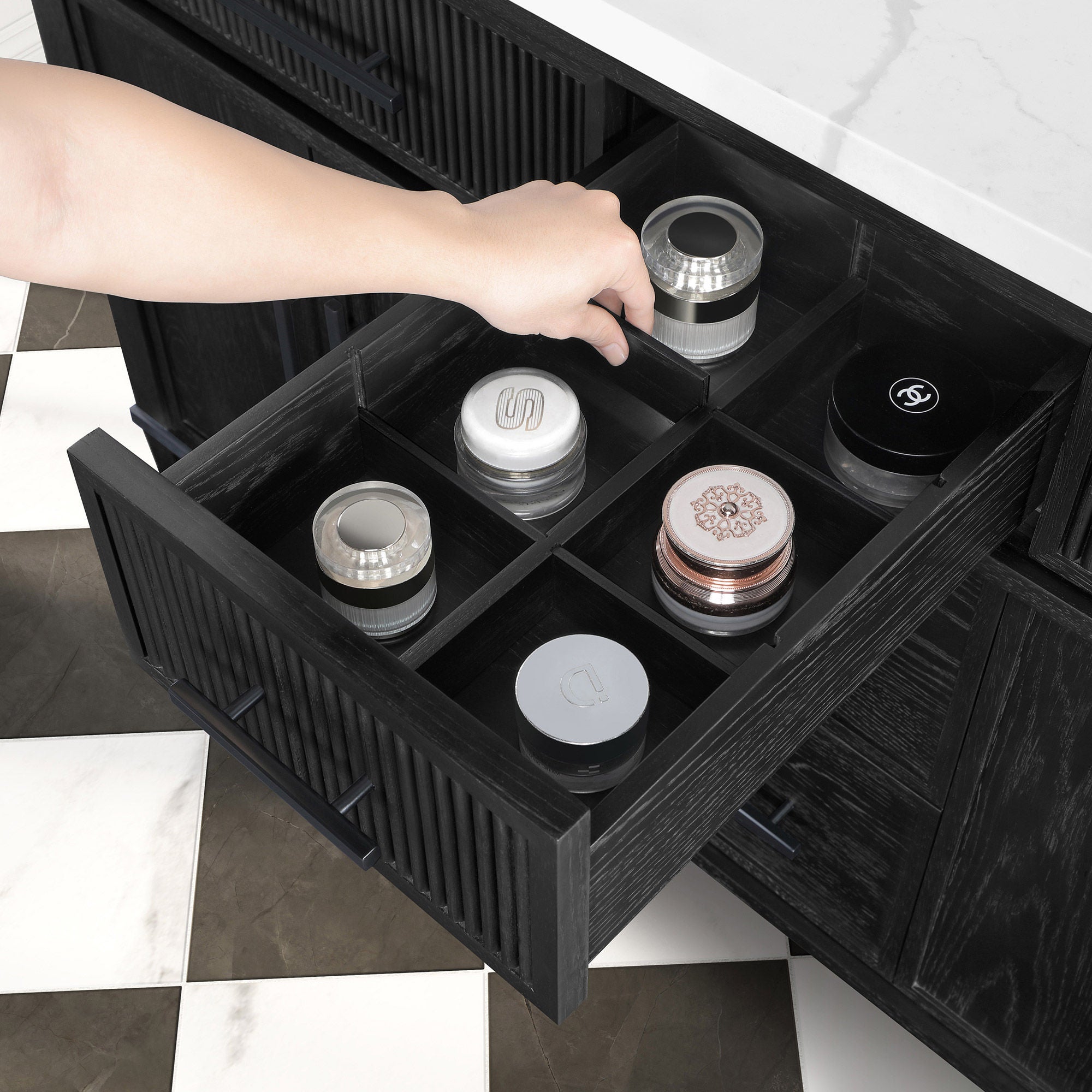 Loxley Rowe Atlas Vanity with Quartz Top in Black Matte Oak