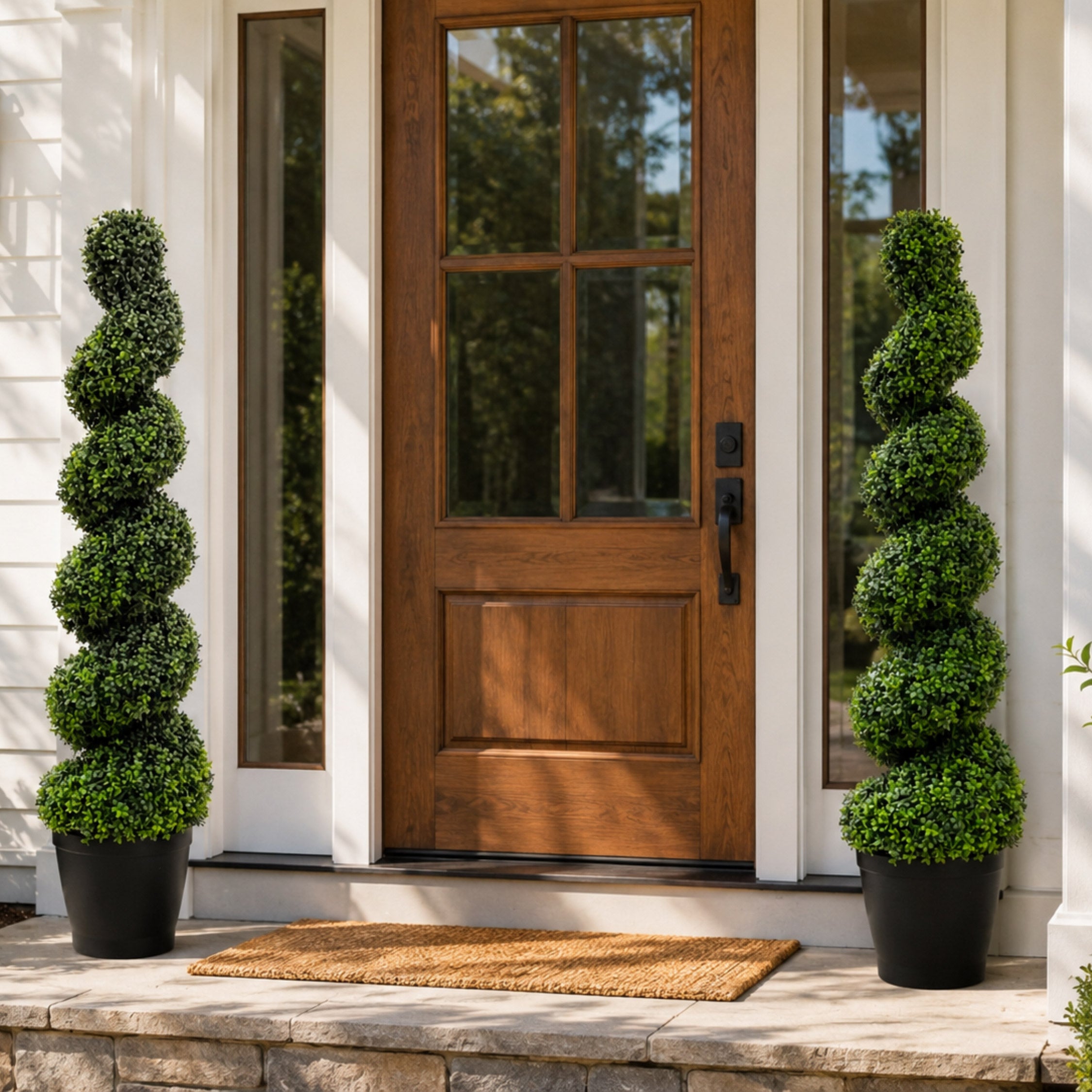 Faux 5' UV Resistant Spiral Boxwood Topiary Tree