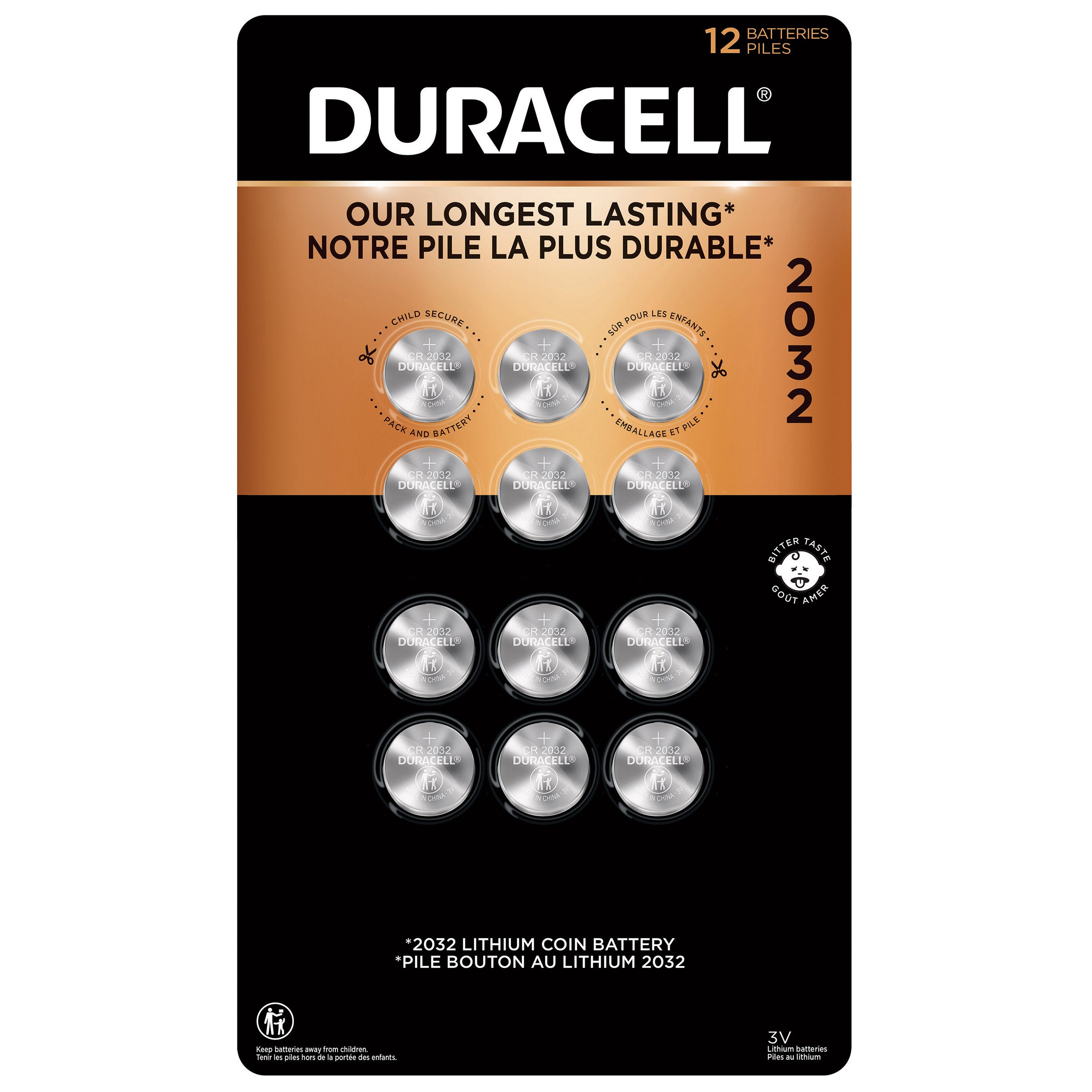 Duracell 2032 Lithium Coin Batteries, 12-count