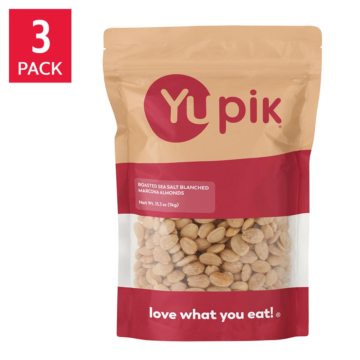 Yupik Roasted Sea Salt Blanched Marcona Almonds, 2.2 lbs, 3-pack