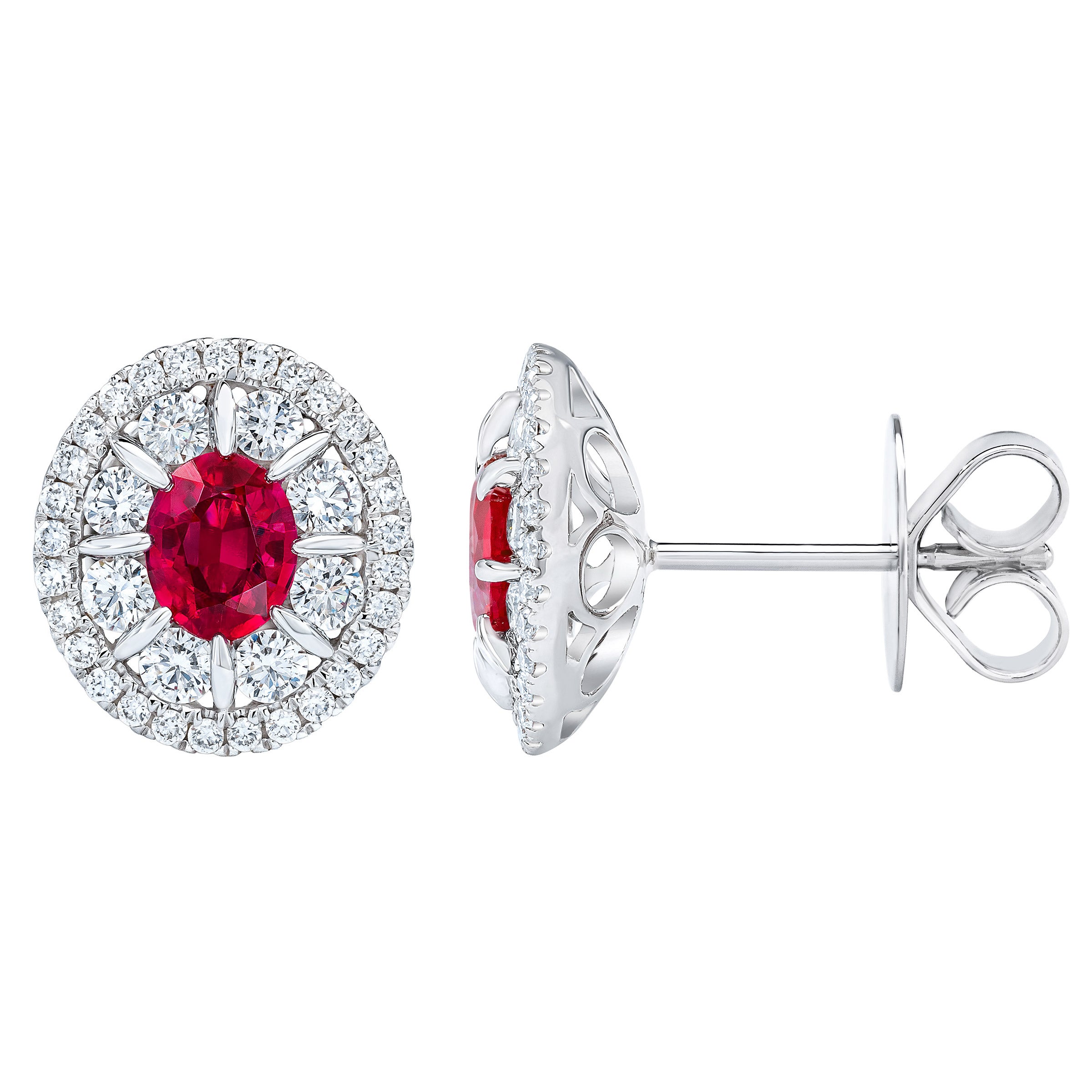 Ruby and Diamond 14kt White Gold Earrings
