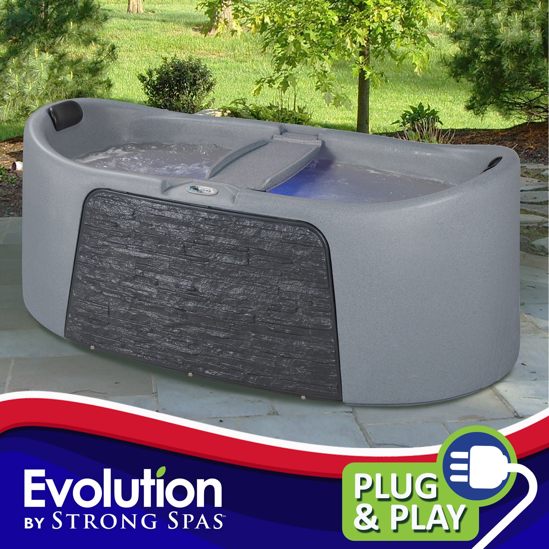 Evolution by Strong Spas Refresh 22-jet, 2-person Rotomolded Spa, Plug-n-Play