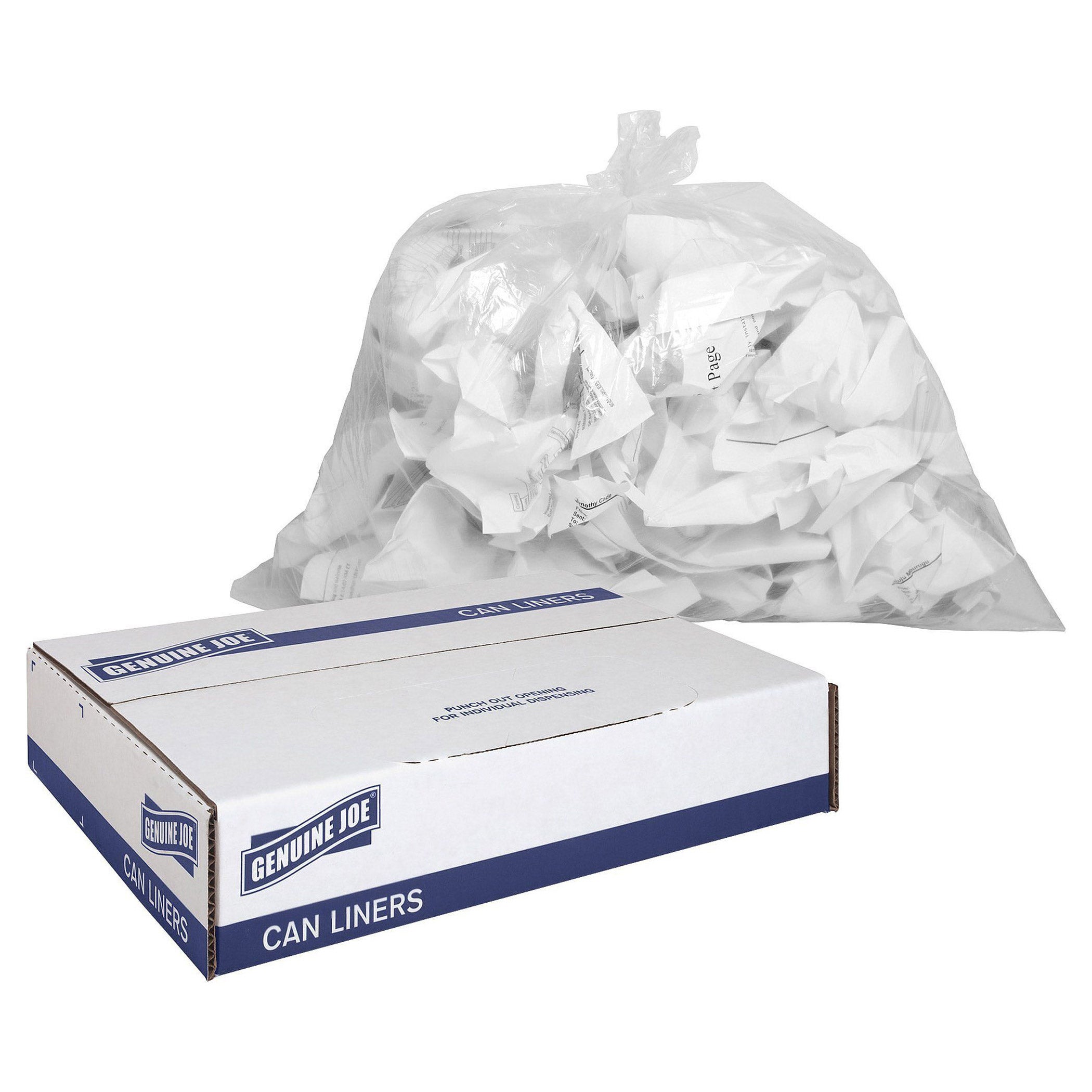 Genuine Joe 10-gallon Can Liner, Clear, 500-count