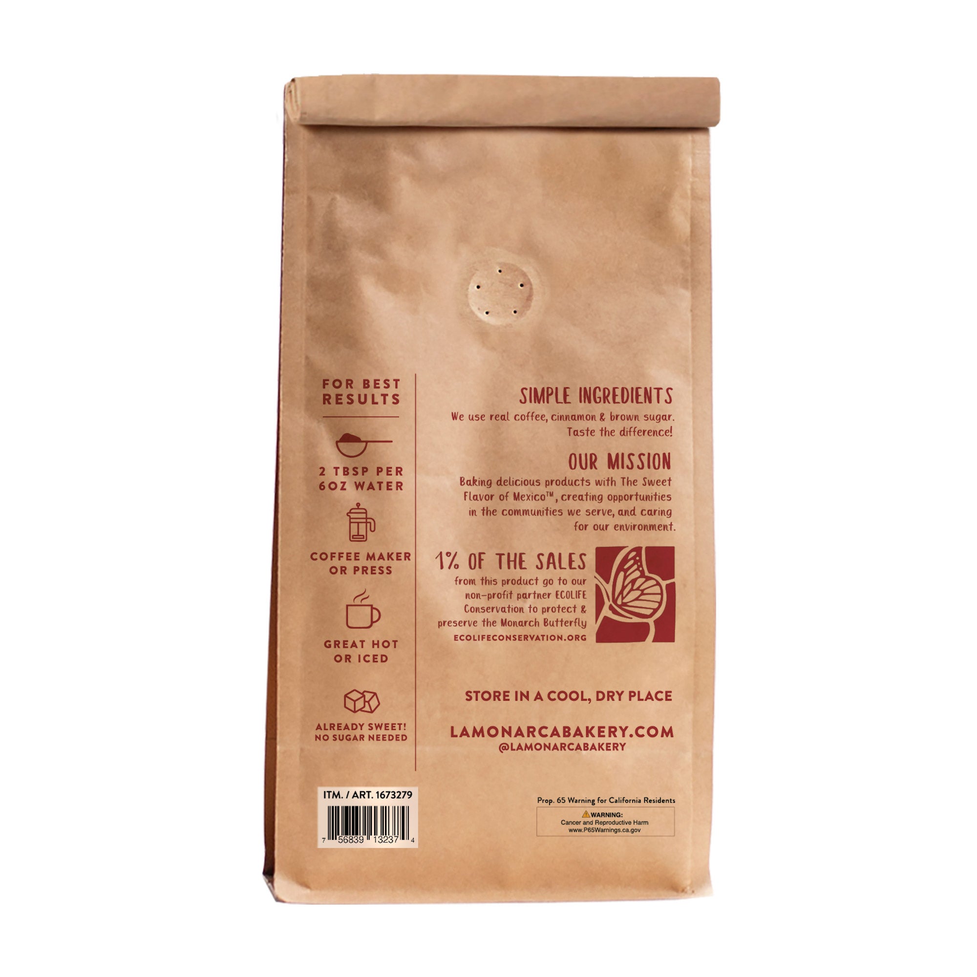 La Monarca Bakery Cafe De Olla Ground Coffee, 40 oz