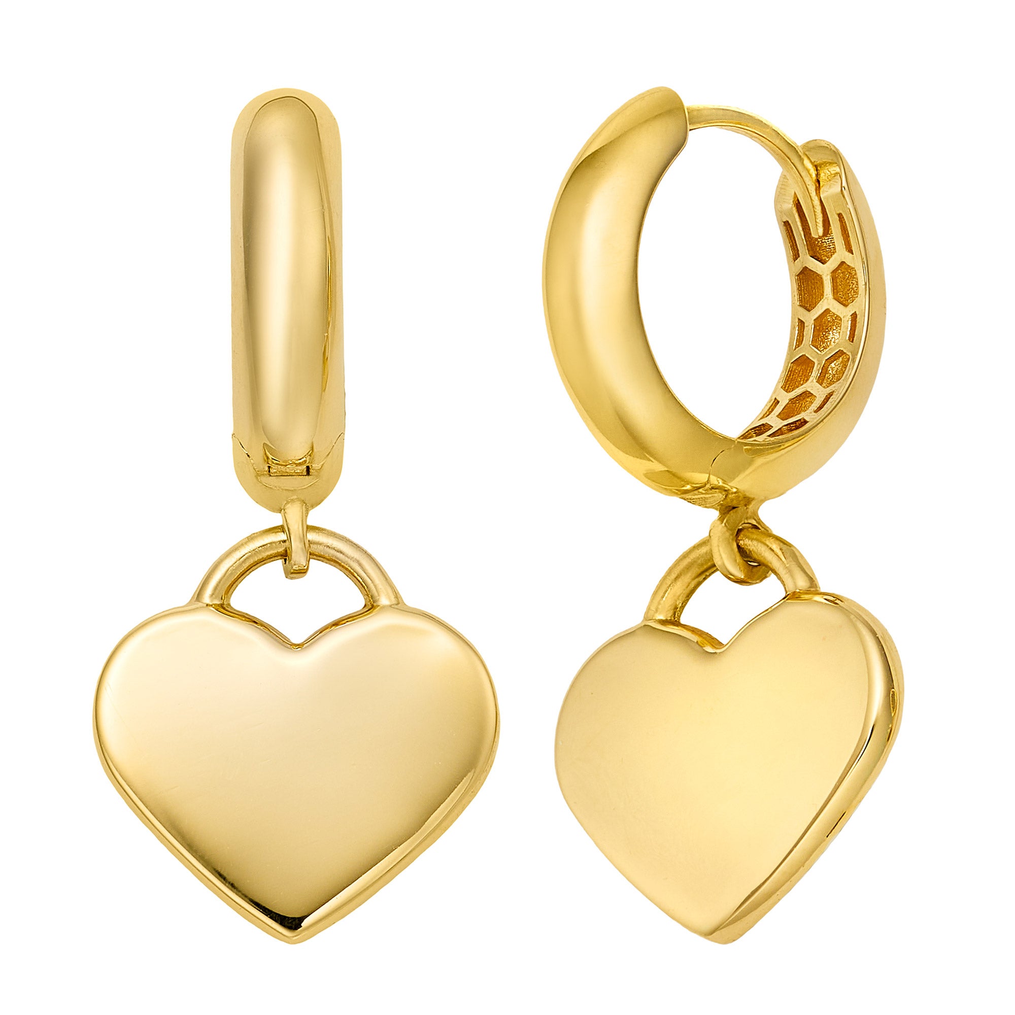 14kt Yellow Gold Heart Drop Earrings