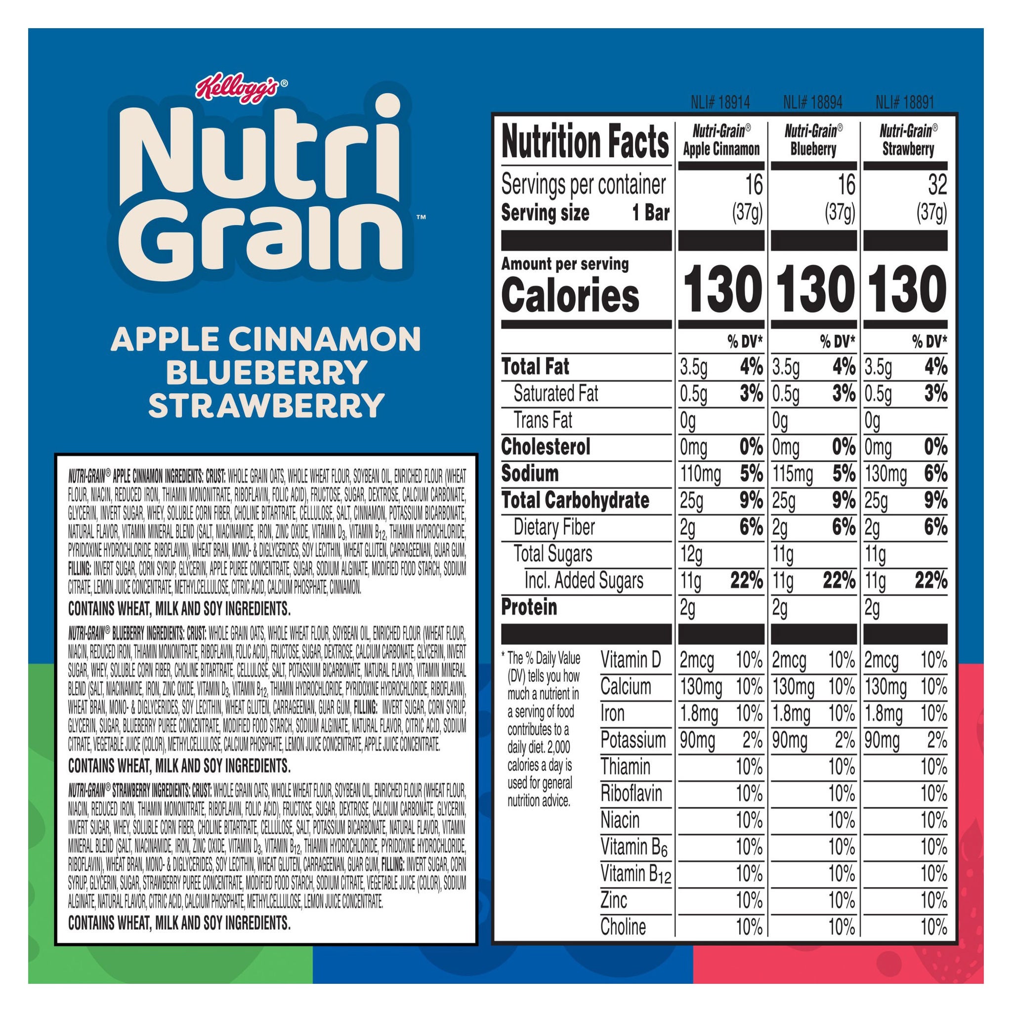 Kellogg's Nutri-Grain Soft Baked Breakfast Bars, 1.3 oz, 64-count