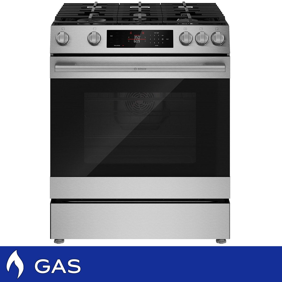 Bosch 300 Series 5.8 cu. ft. Gas Slide in Range with Cast Iron Grate