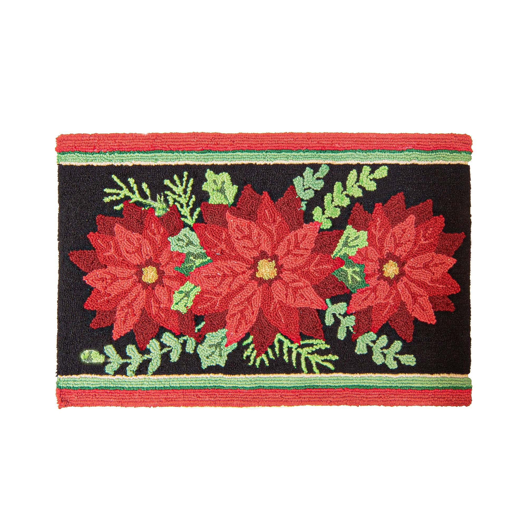Hand Hooked Holiday Memory Foam Rug, Poinsettia