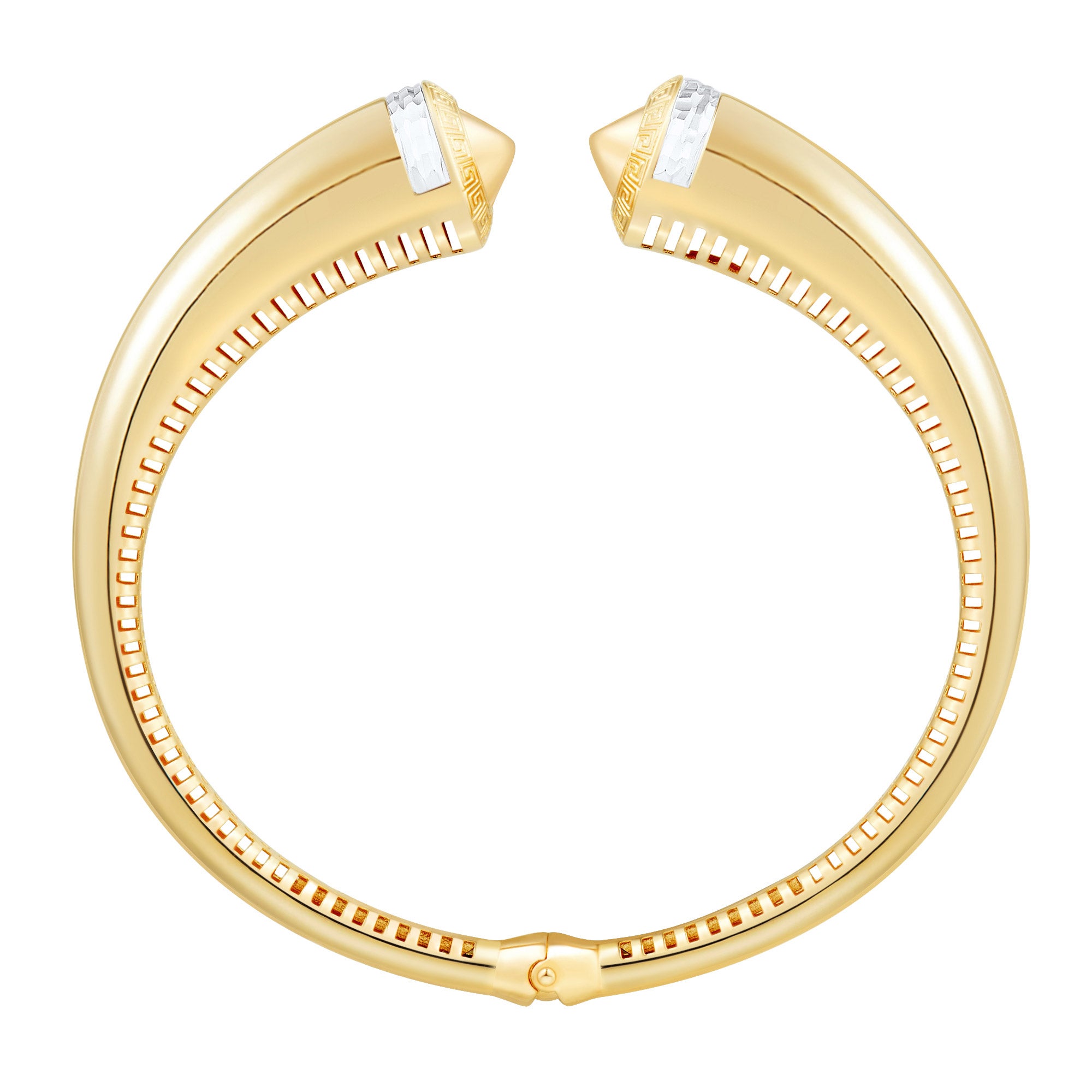 14kt Polished Two-Tone Graduated Cuff Bangle