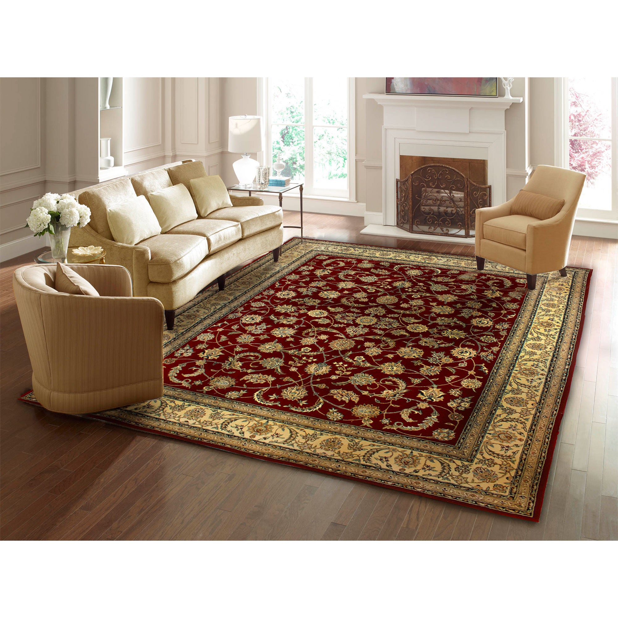 Drexel Heritage Wool and Silk Hand-Tufted Tabriz Red Rug Collection