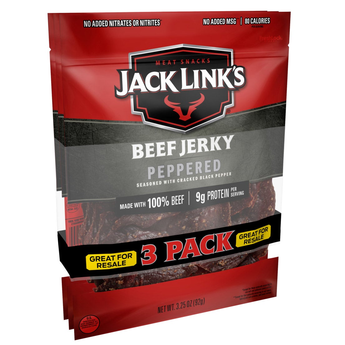 Jack Link's Beef Jerky, Peppered, 3.25 oz, 3-count