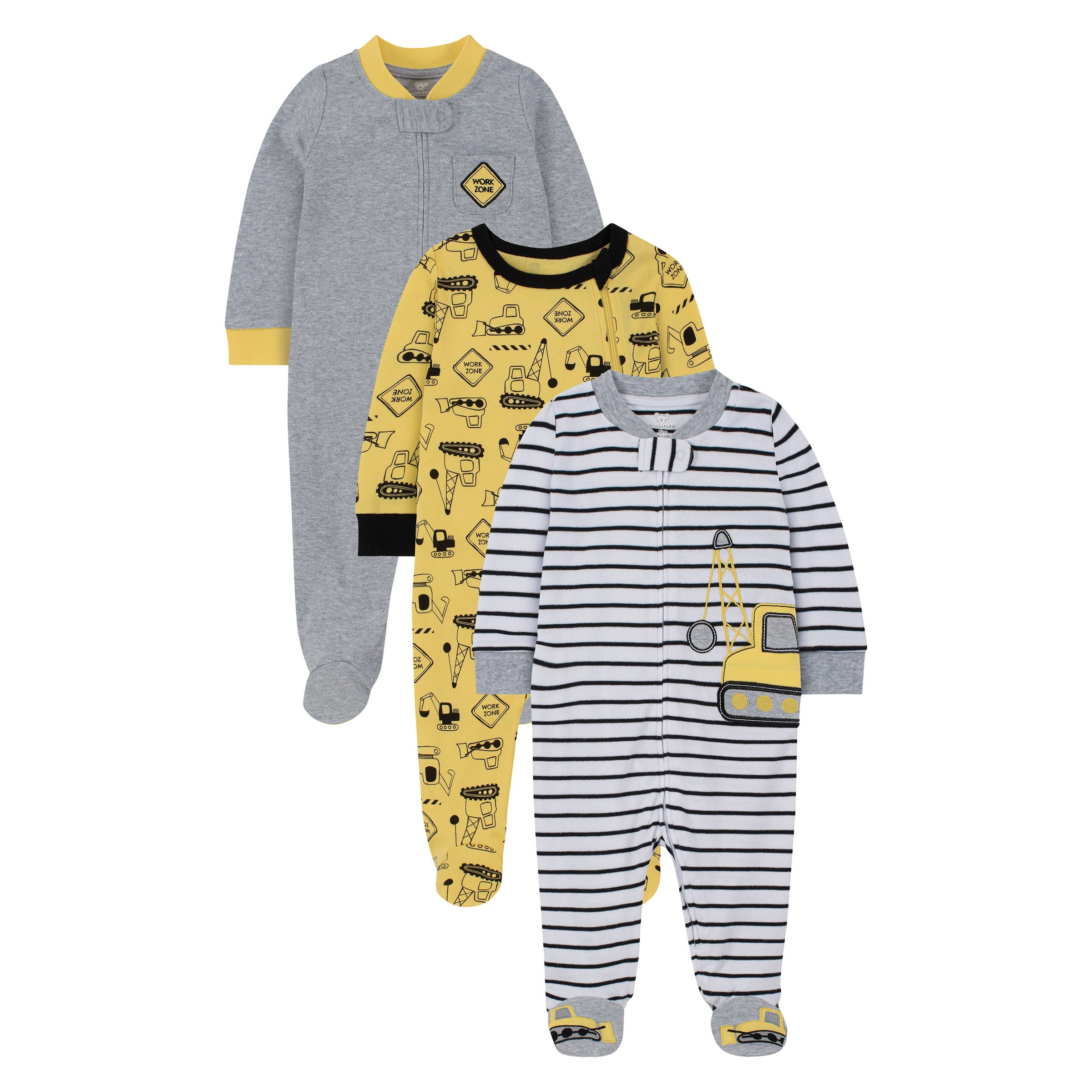 Koala Baby Infant 3-pack Coverall Set, Green or Yellow