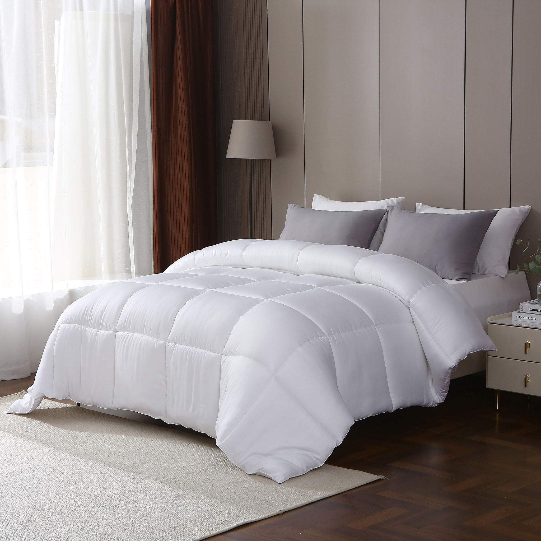 300 Thread Count 100% Viscose from Bamboo White Comforter
