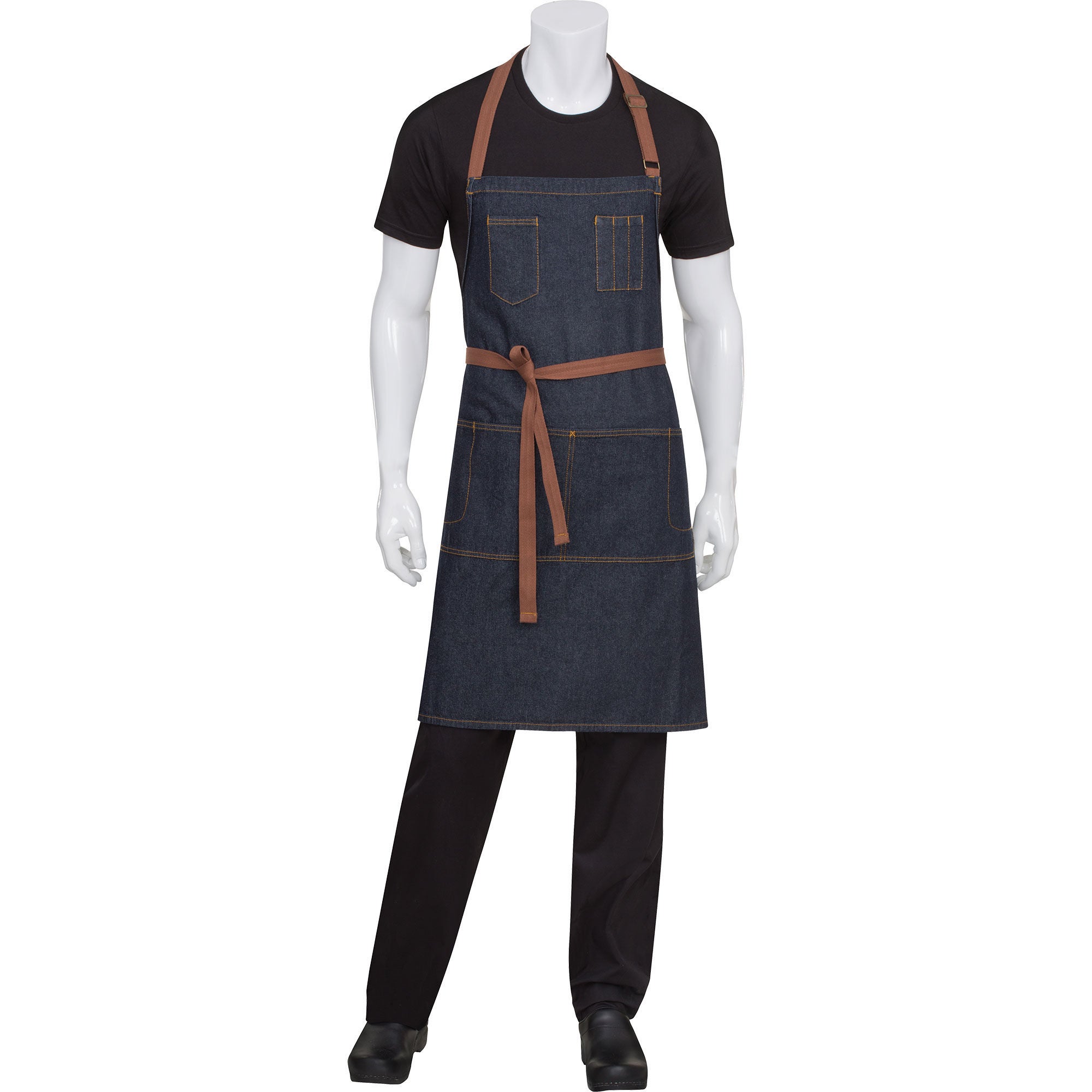Chef Works Denim Bib Apron, 34 in x 30 in