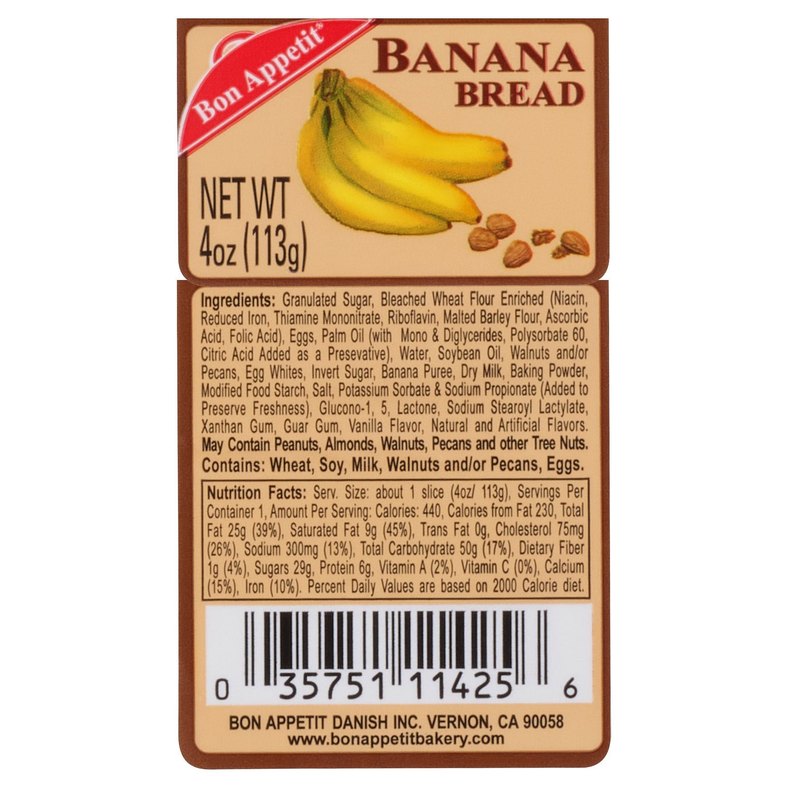 Bon Appetit, Banana Bread Slice, 4 oz, 8-Count