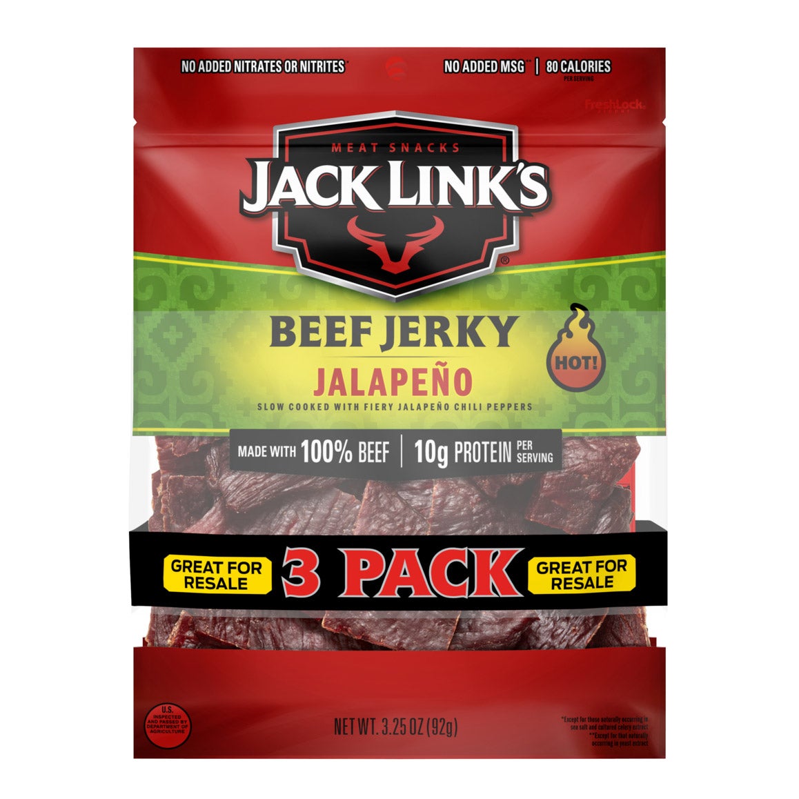 Jack Link's Beef Jerky, Jalapeño, 3.25 oz, 3-count