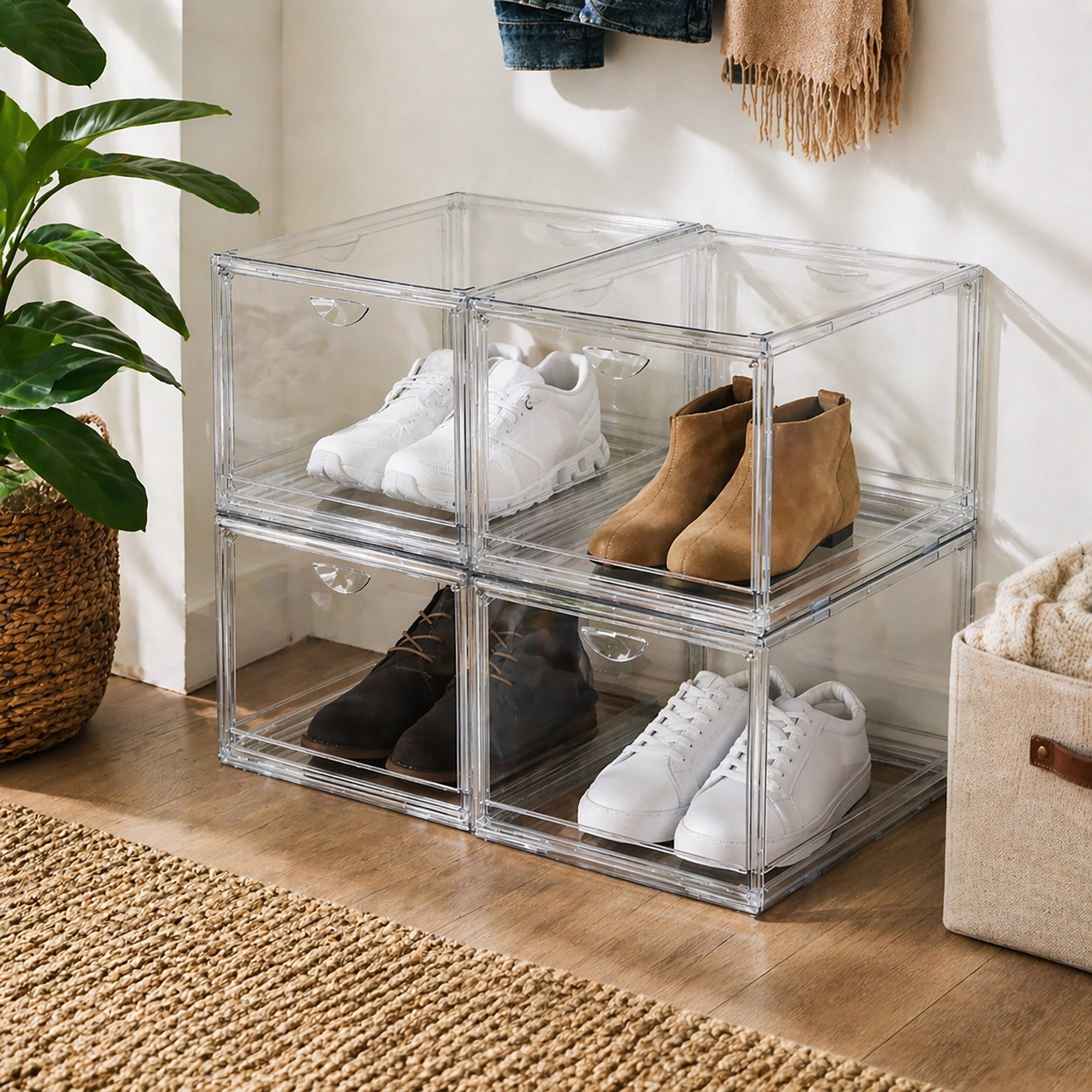 Clear Stackable Shoebox & Organizer, 4-pack