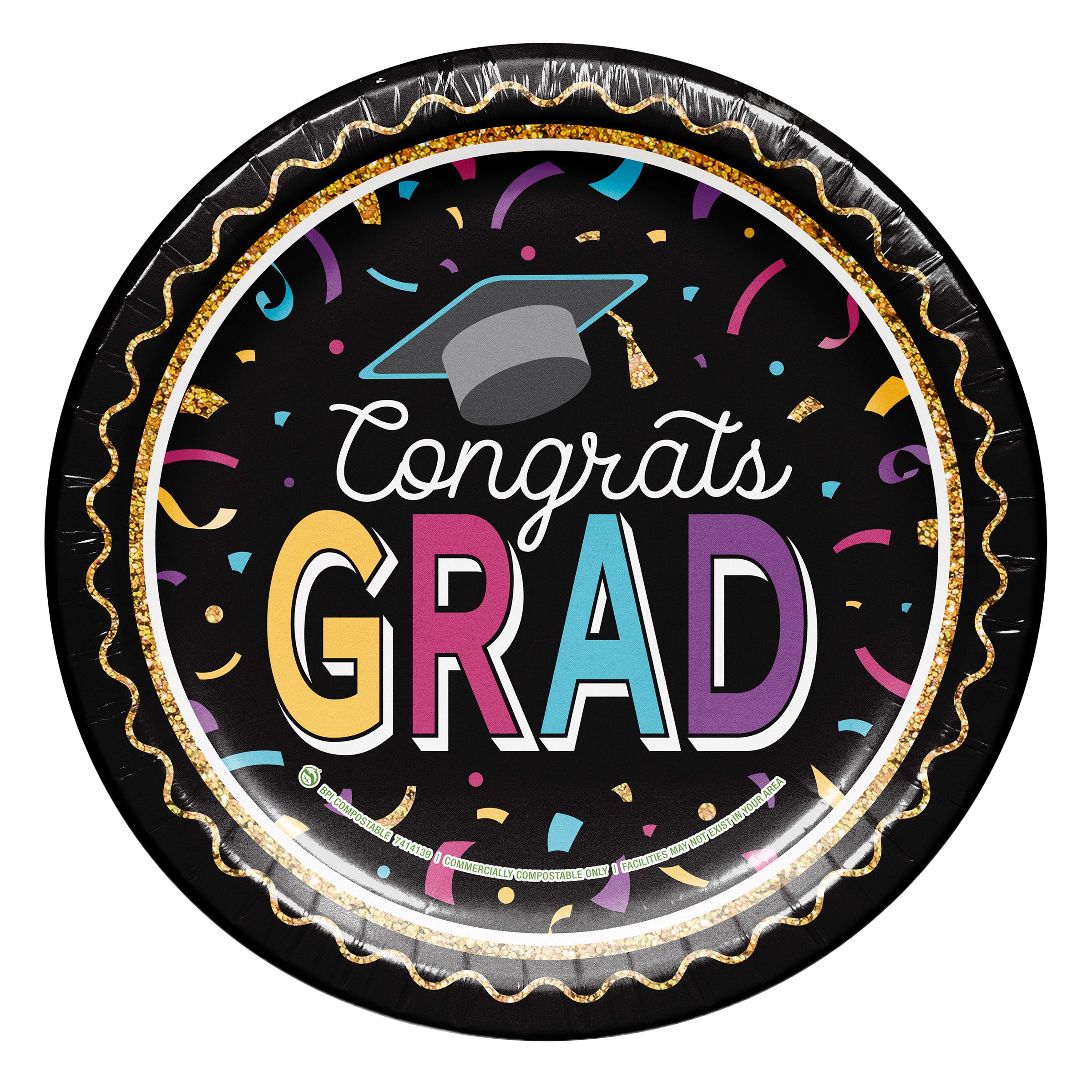 Artstyle Paper Plate and Napkin Bundle, Grad Confetti, 200-count