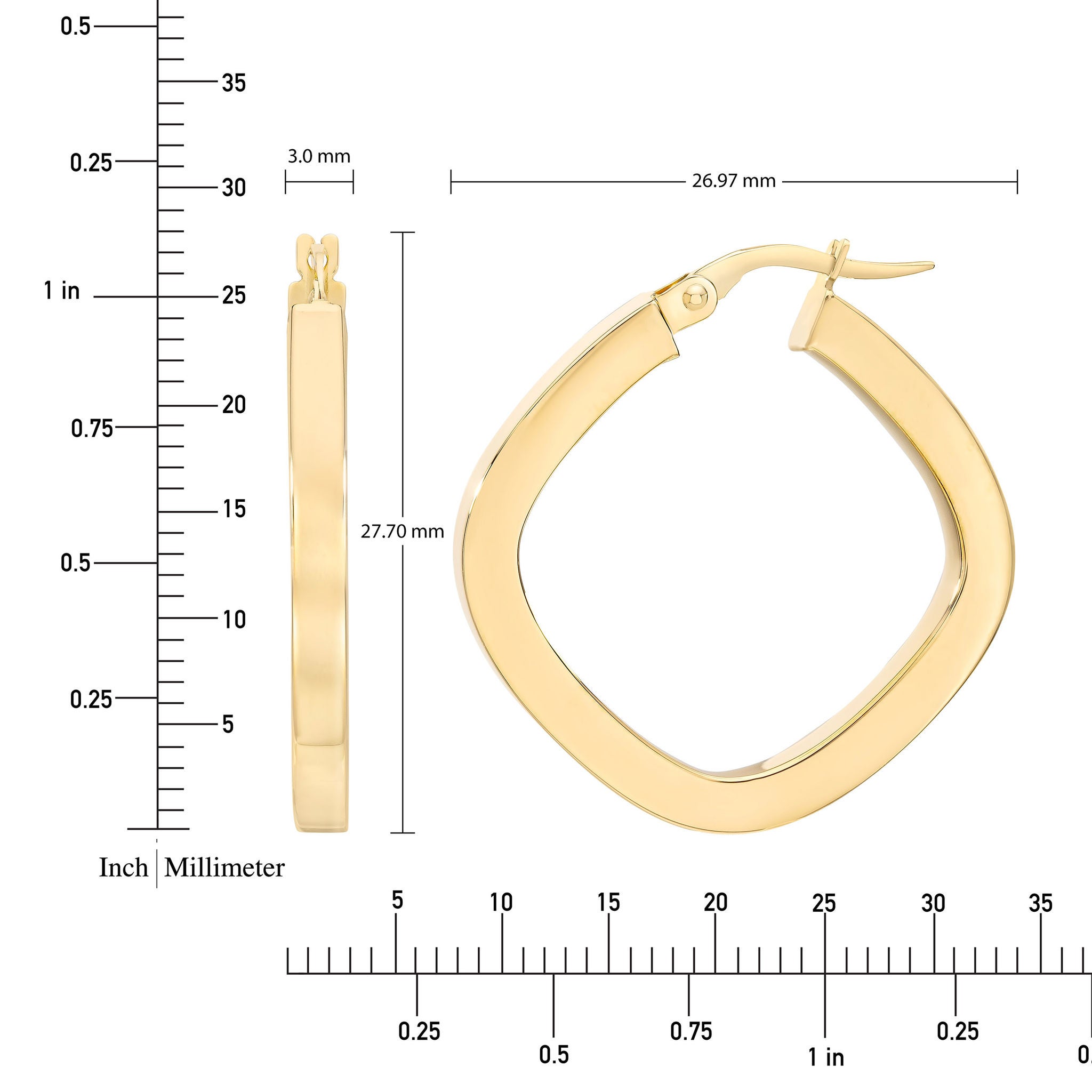 14kt Yellow Gold Rectangular Hoop Earrings
