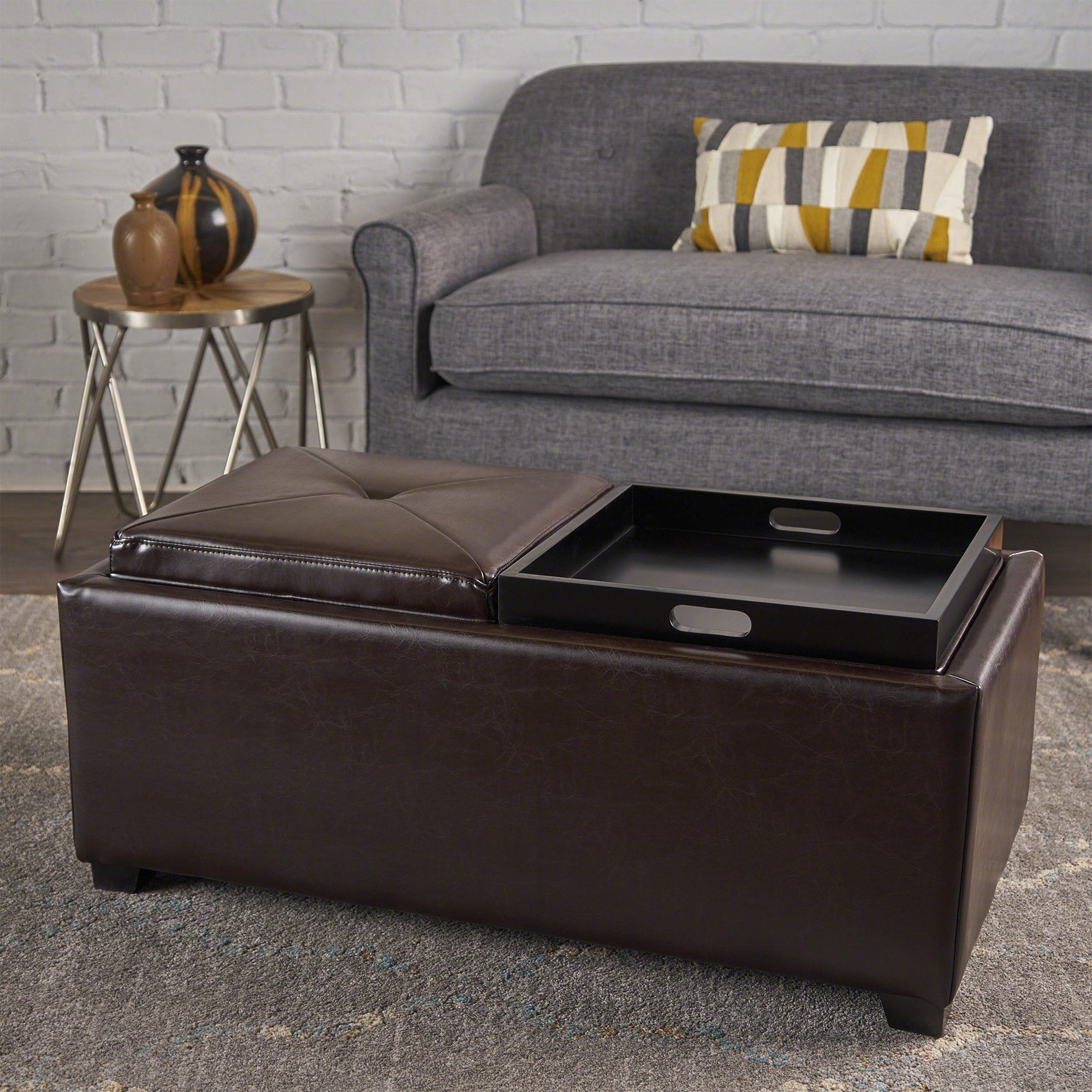 Marcus 2-tray Top Bonded Leather Storage Bench