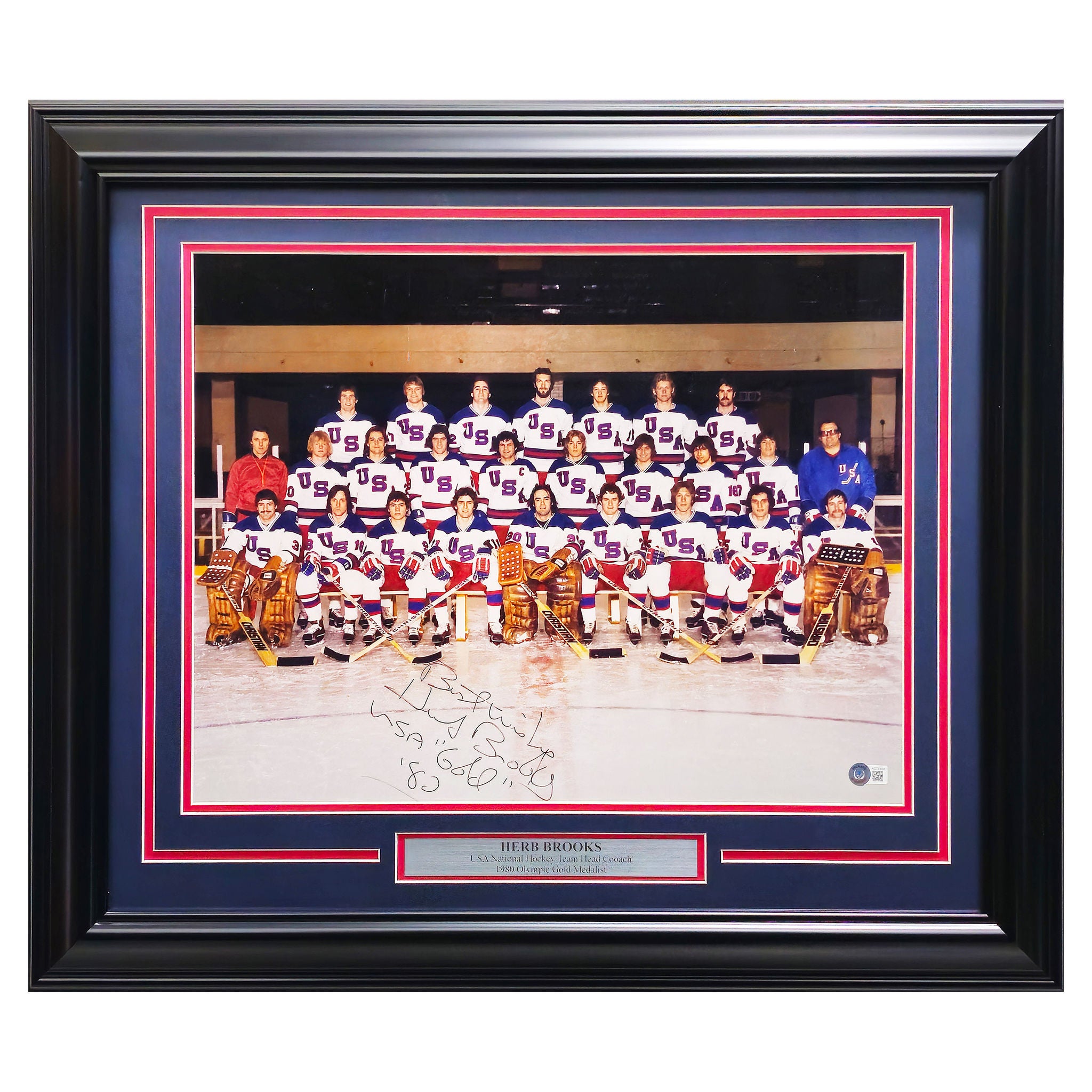 Herb Brooks Autographed Framed Photo "Best Wishes USA ‘Gold' '80" Team USA Hockey - Beckett Authenticated