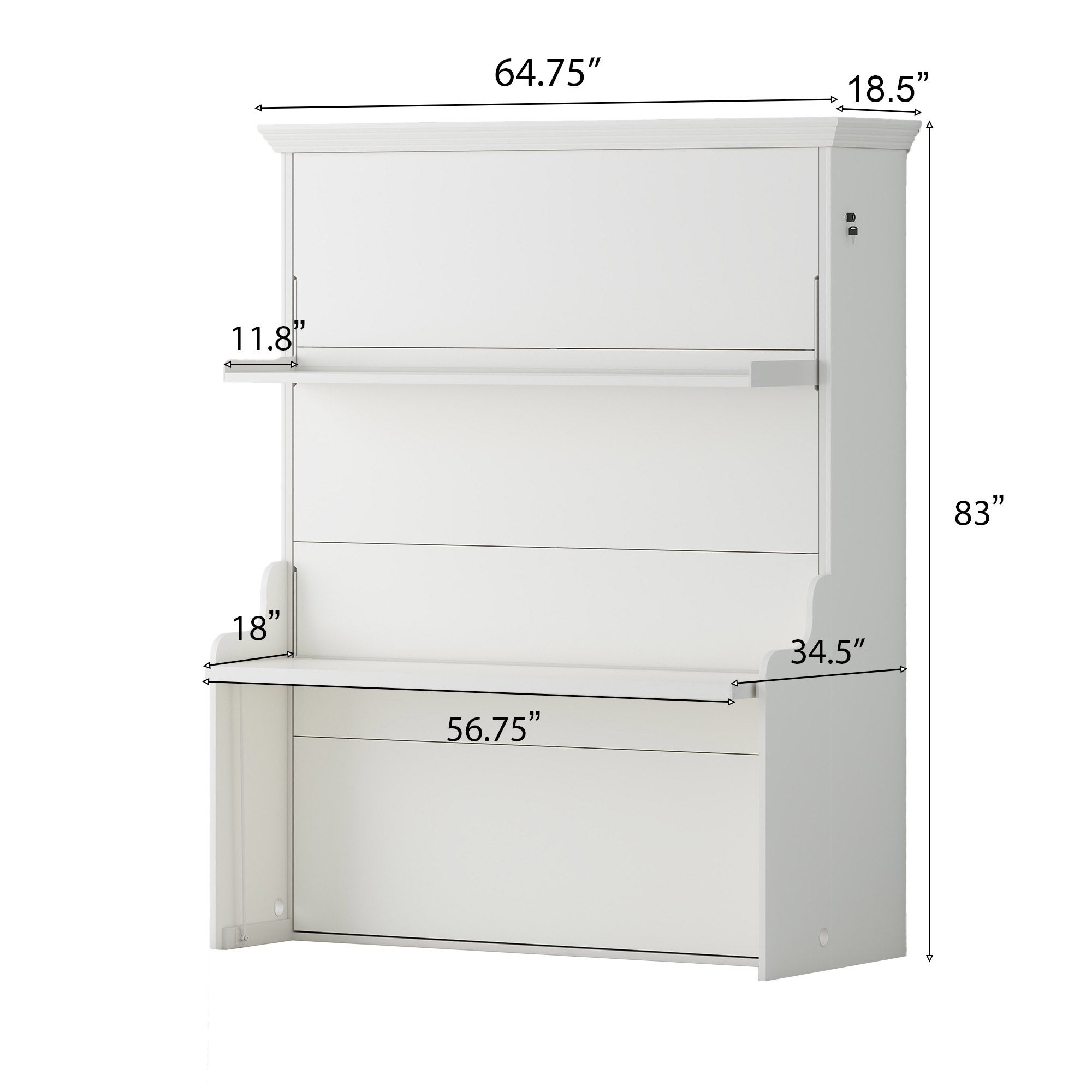 Adelaide Portrait Murphy Bed with Desk and Shelf