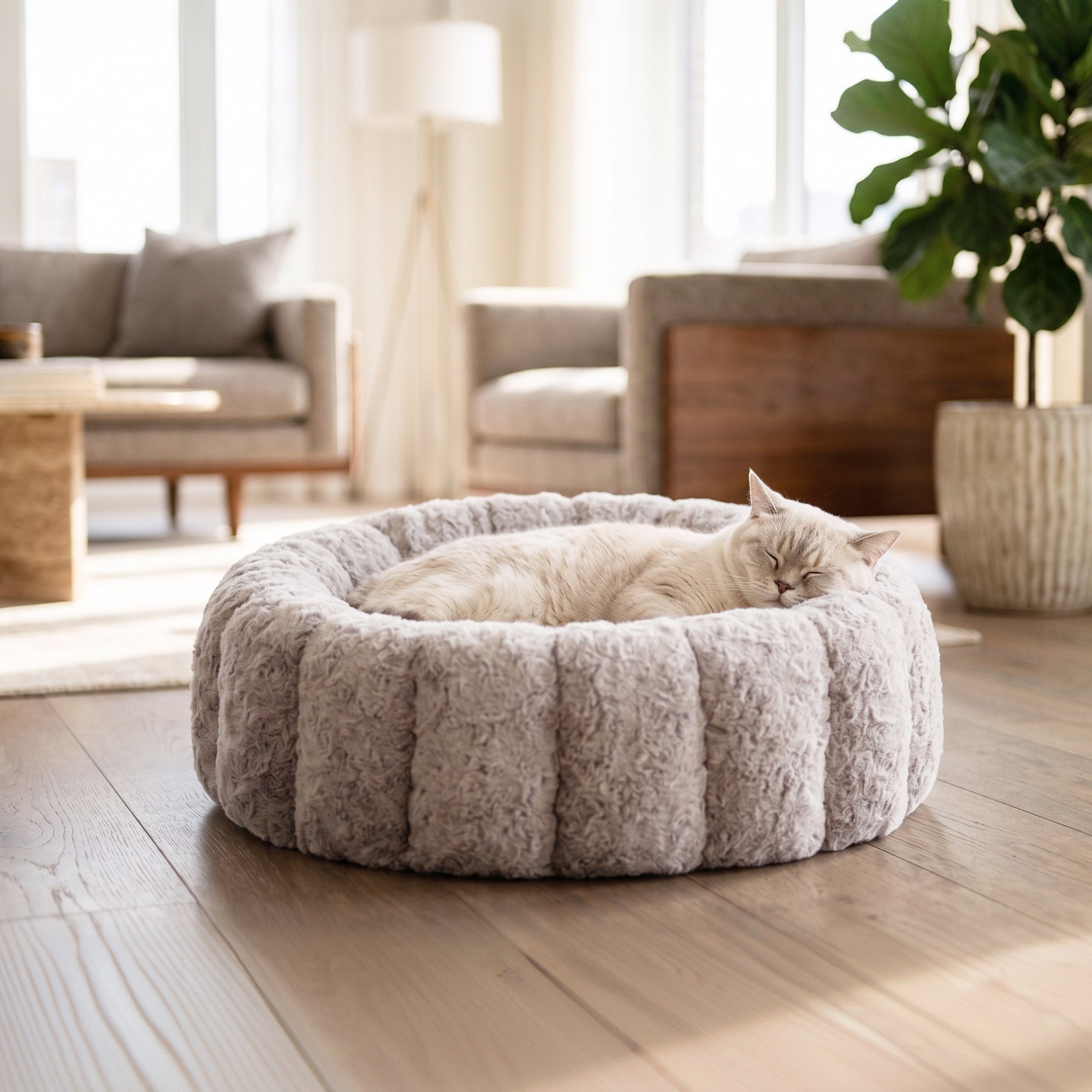 PawsPik 3-in-1 Convertible Plush Cave and Donut Bolster Pet Bed