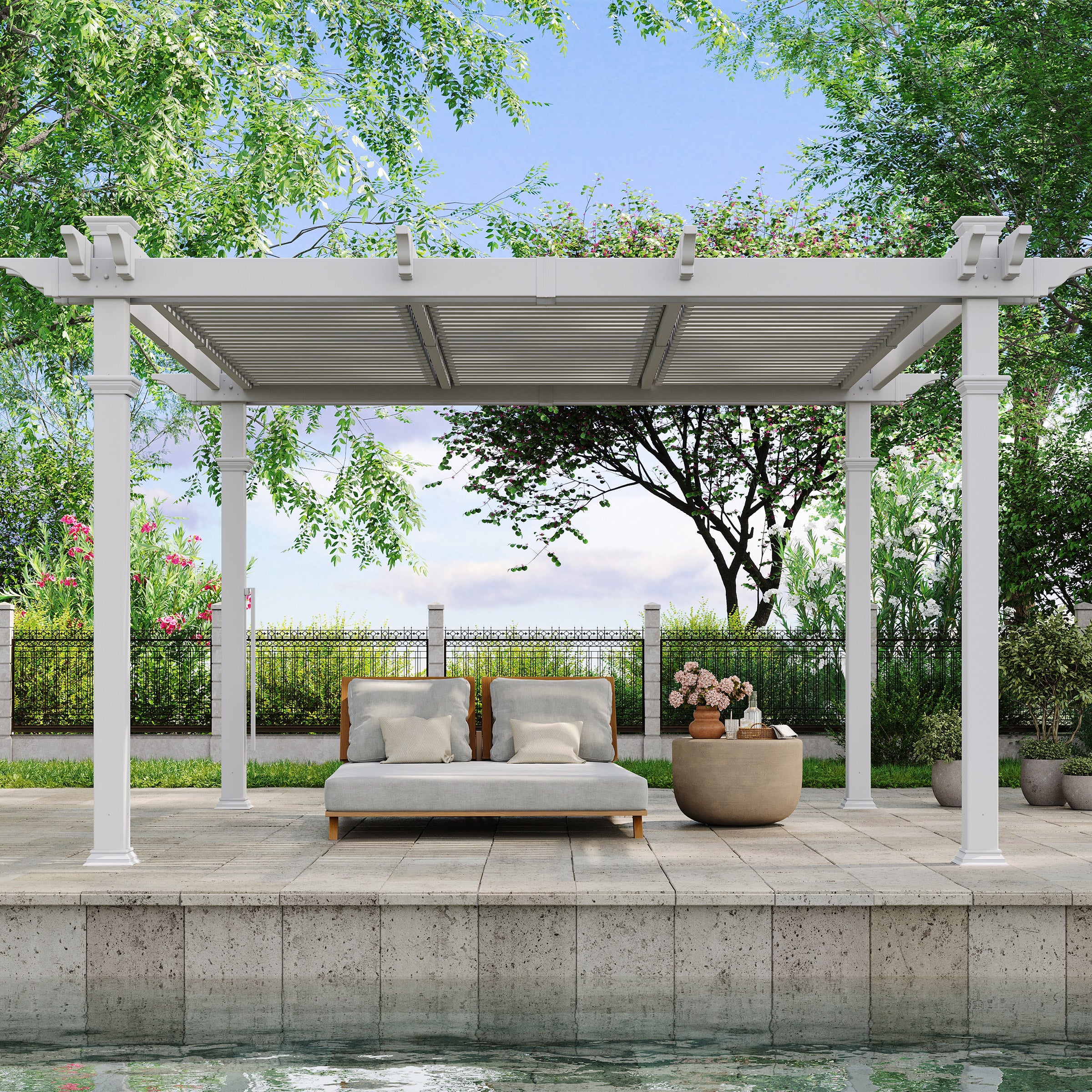 Vita Brandenburg Louvered Vinyl Pergola