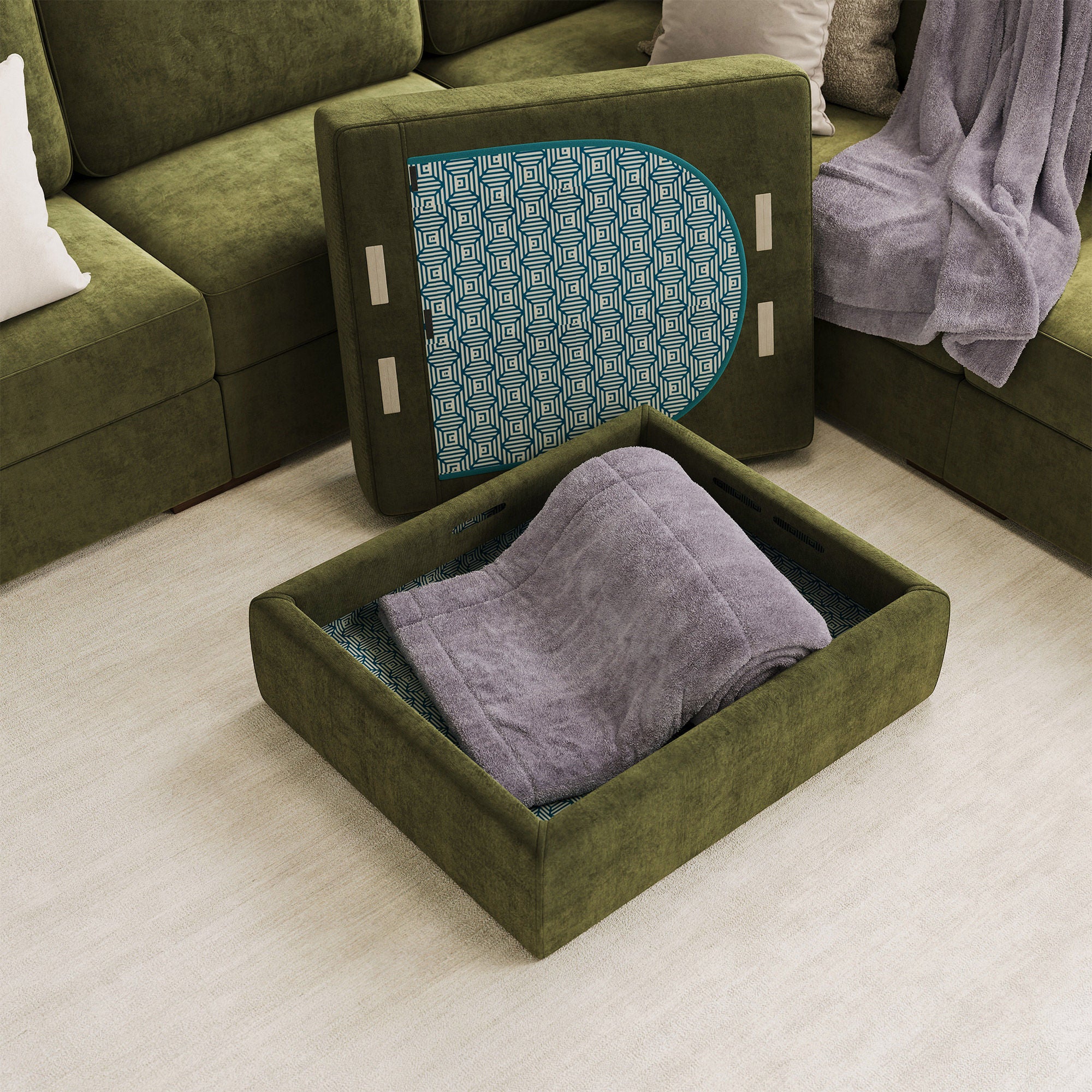 Lovesac Modular Sectional Sofa Bundle 4 Seats/5 Square Sides with Storage
