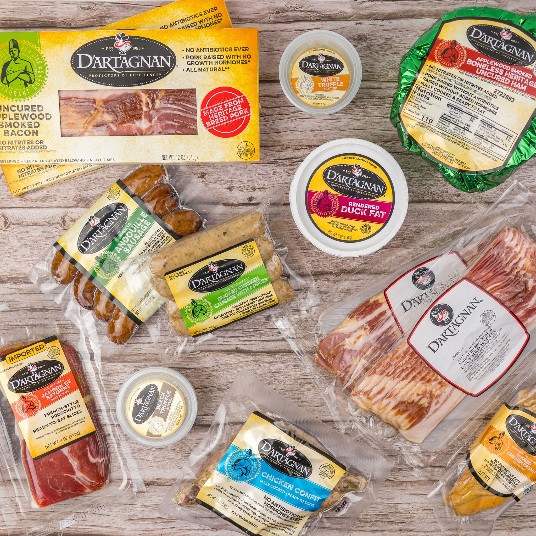 D'Artagnan 13-piece Gourmet Roasting Ham & Luxury Charcuterie Gift Box, 12.5 lbs