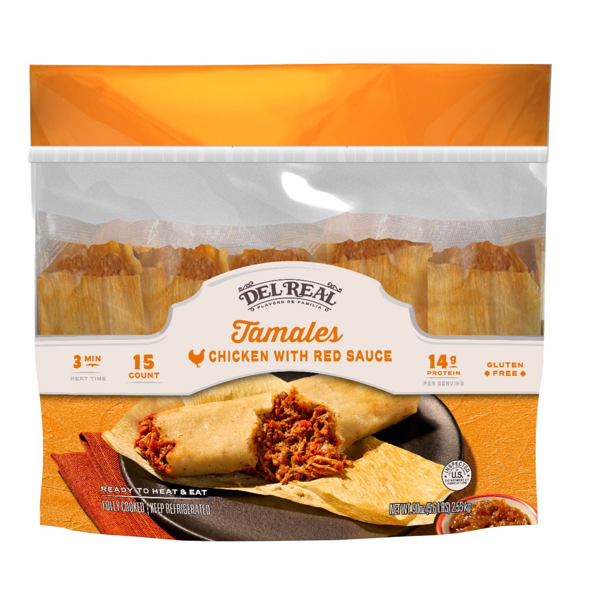 Del Real Foods Chicken with Red Sauce Tamales, 15-count