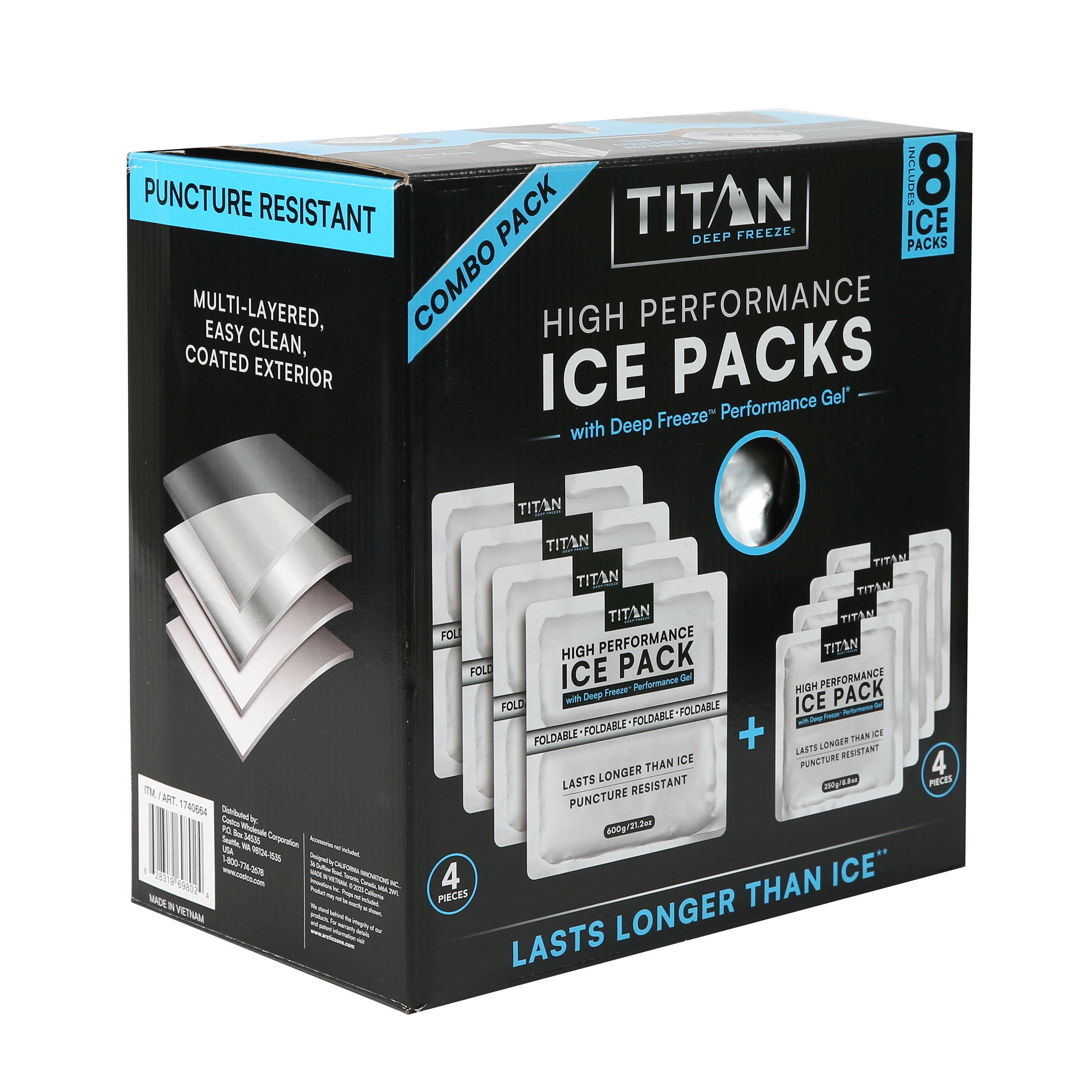Titan High Performance Ice Packs, 8-pack