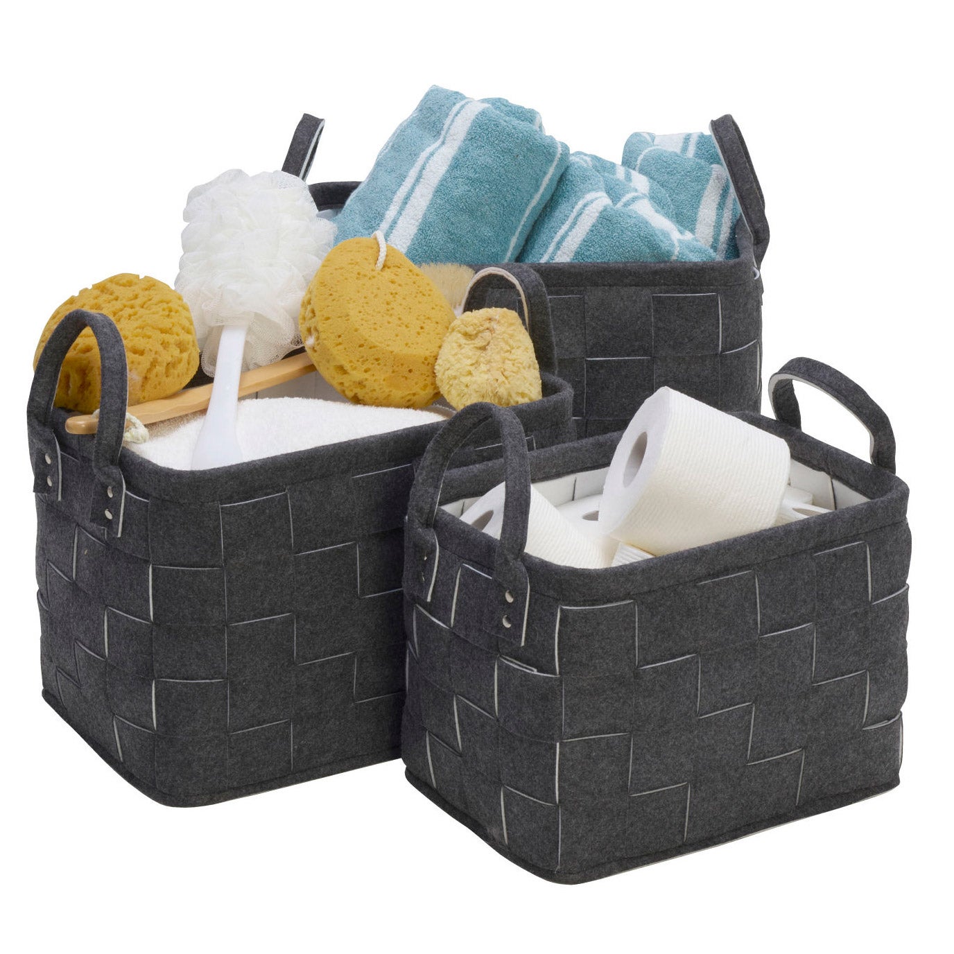 Elements Felt Charcoal Baskets, 3-piece Set