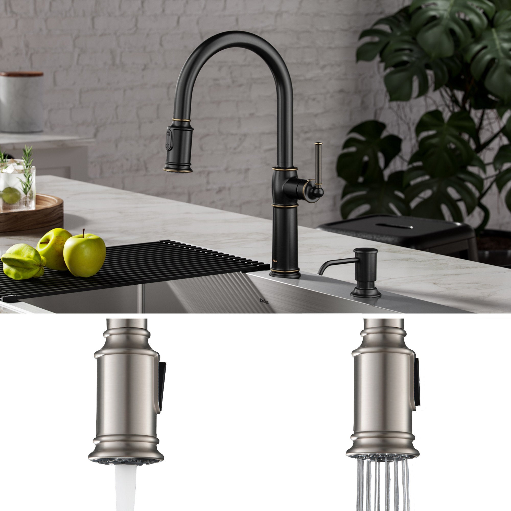 KRAUS Pull-down Kitchen Faucet and Soap Dispenser