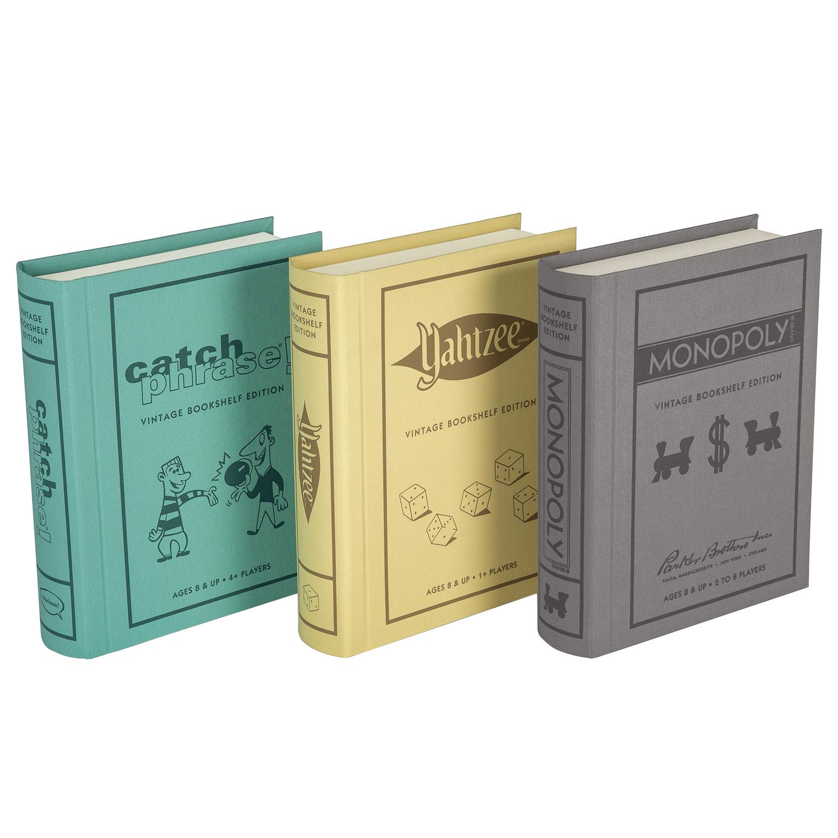 Monopoly, Yahtzee and Catch Phrase - Vintage Bookshelf Game 3-pack