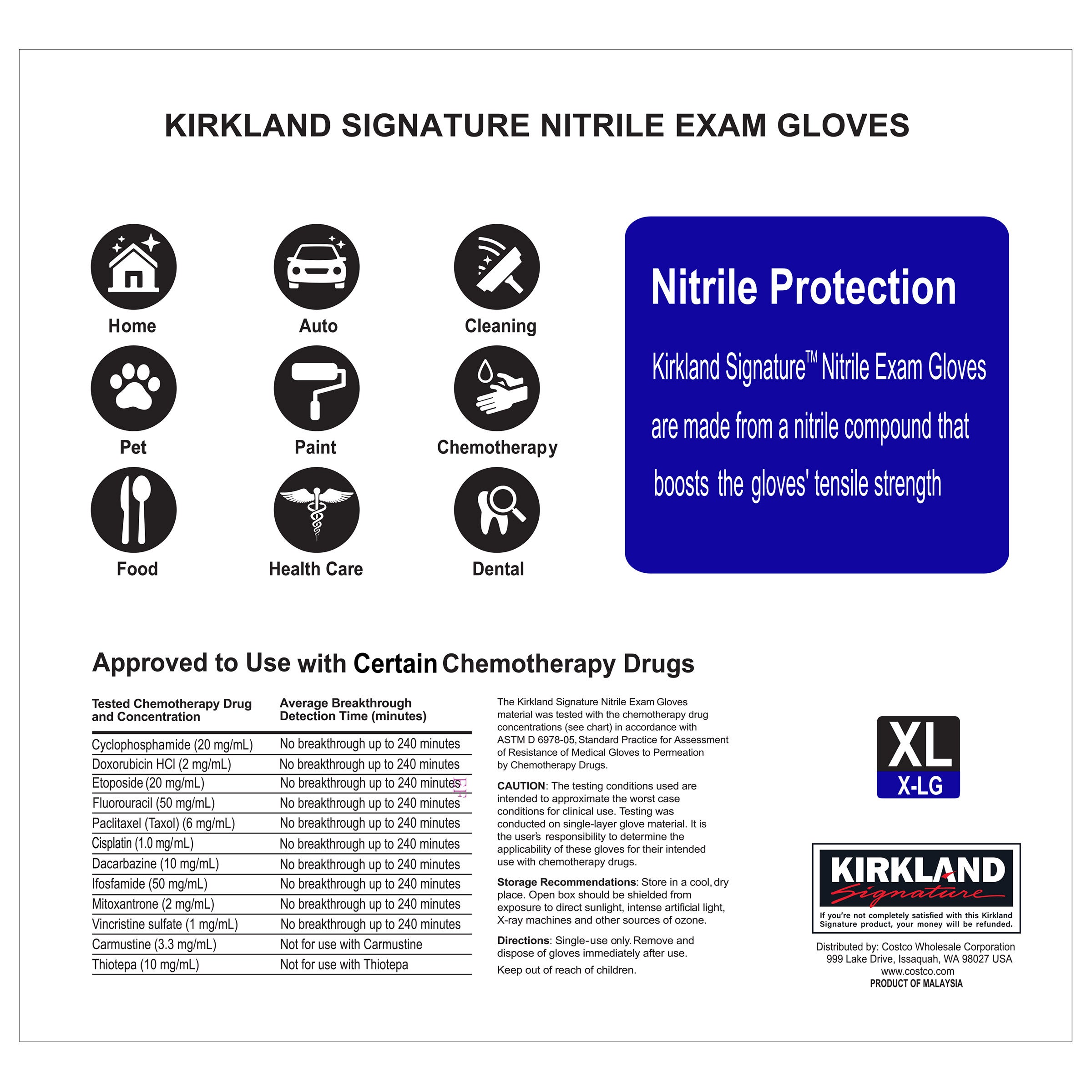 Kirkland Signature Nitrile Exam Gloves, 400-count, Size Extra Large