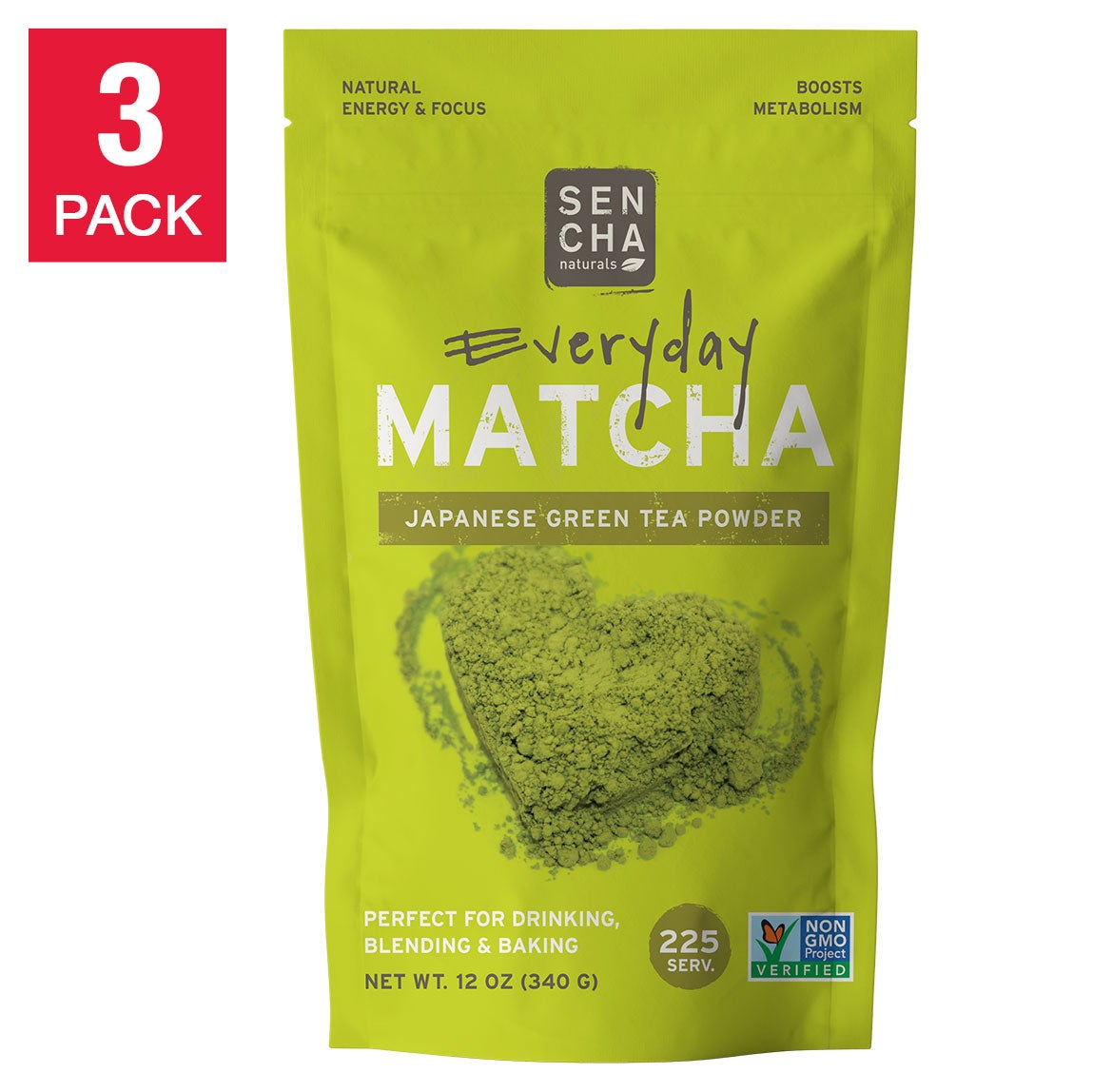 Sencha Naturals Everyday Matcha Green Tea Powder, 3-pack, 2.25 lbs. Total