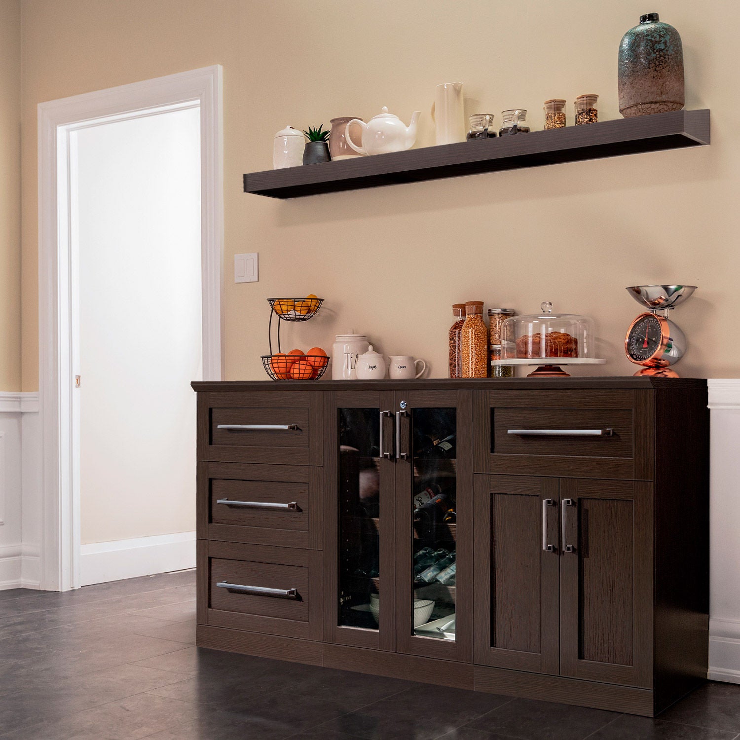 Home Wine Bar Cabinet 5-piece Set with Display Shelf by NewAge Products