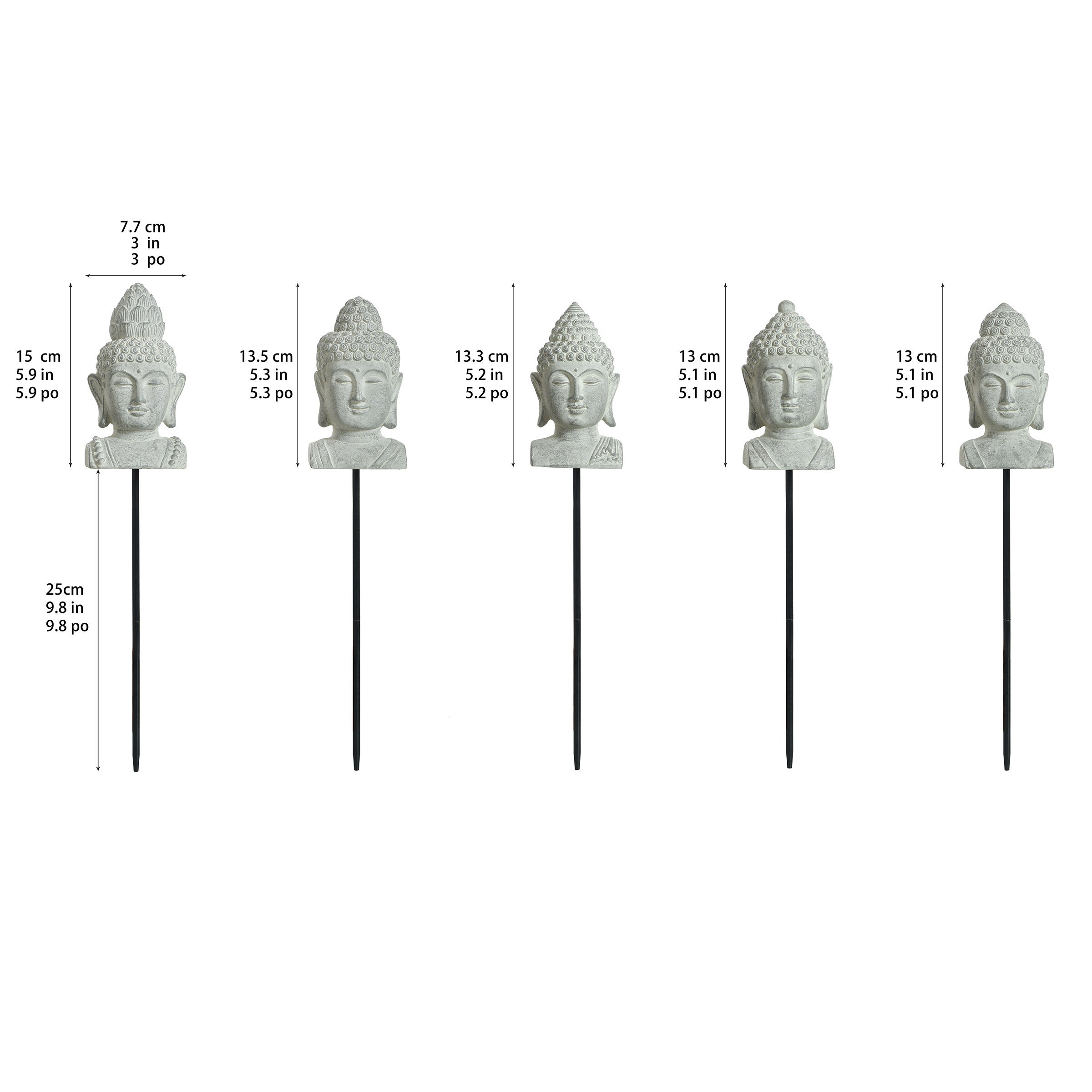 Buddha Planter Stakes, 5-pack