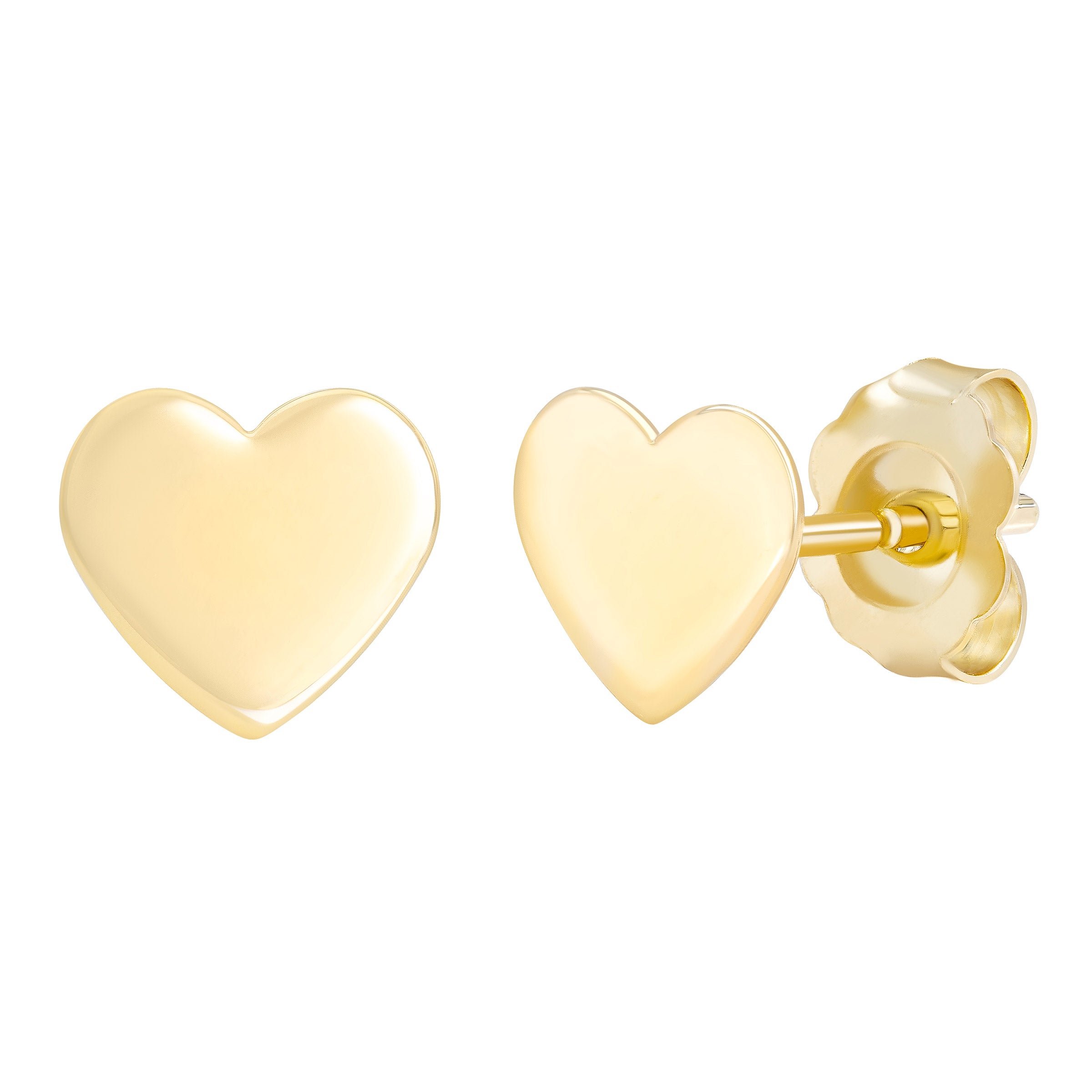 14kt Yellow Gold Polished Heart Stud Earrings