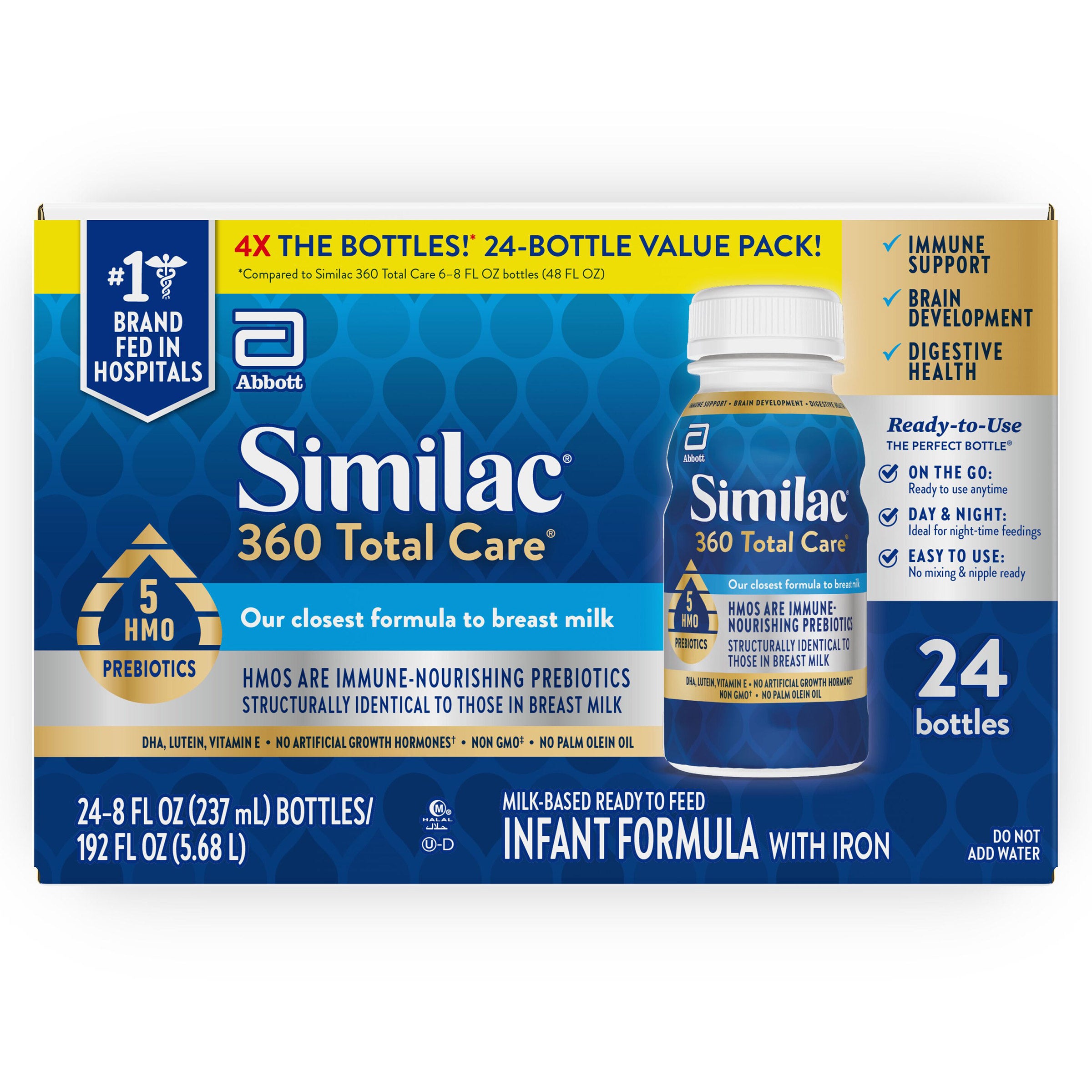 Similac 360 Total Care Ready-to-Feed Infant Formula, 8 fl oz, 24-bottles
