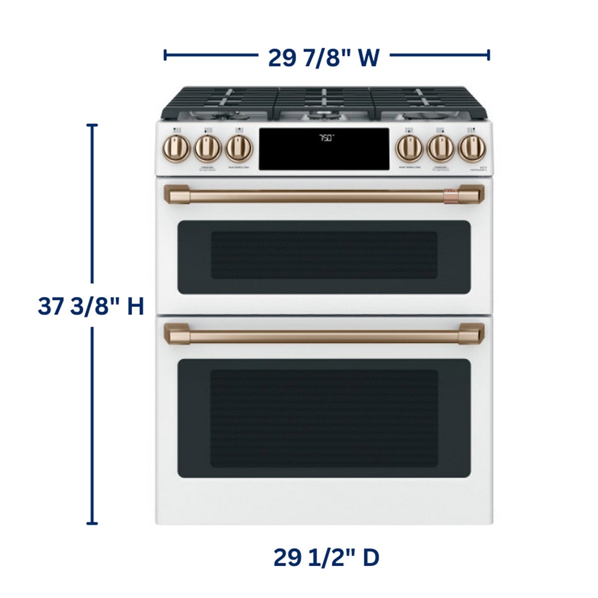Café 30" 6.7 cu. ft. GAS Slide-in Double Oven Range with Convection, No Preheat Air Fry, WiFi